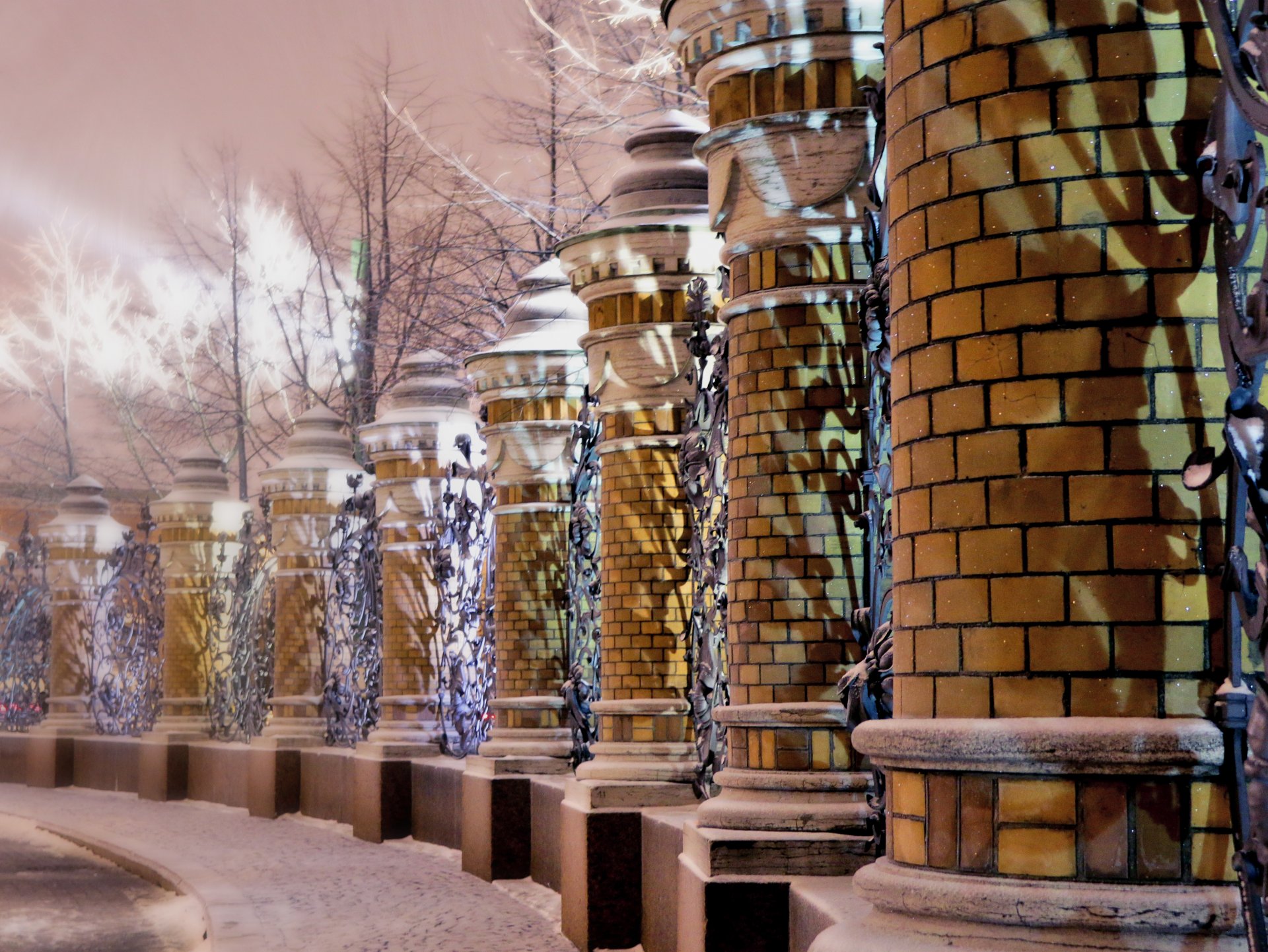 храм спаса-на-крови санкт-петербург свет решетка михайловского сада зима снег