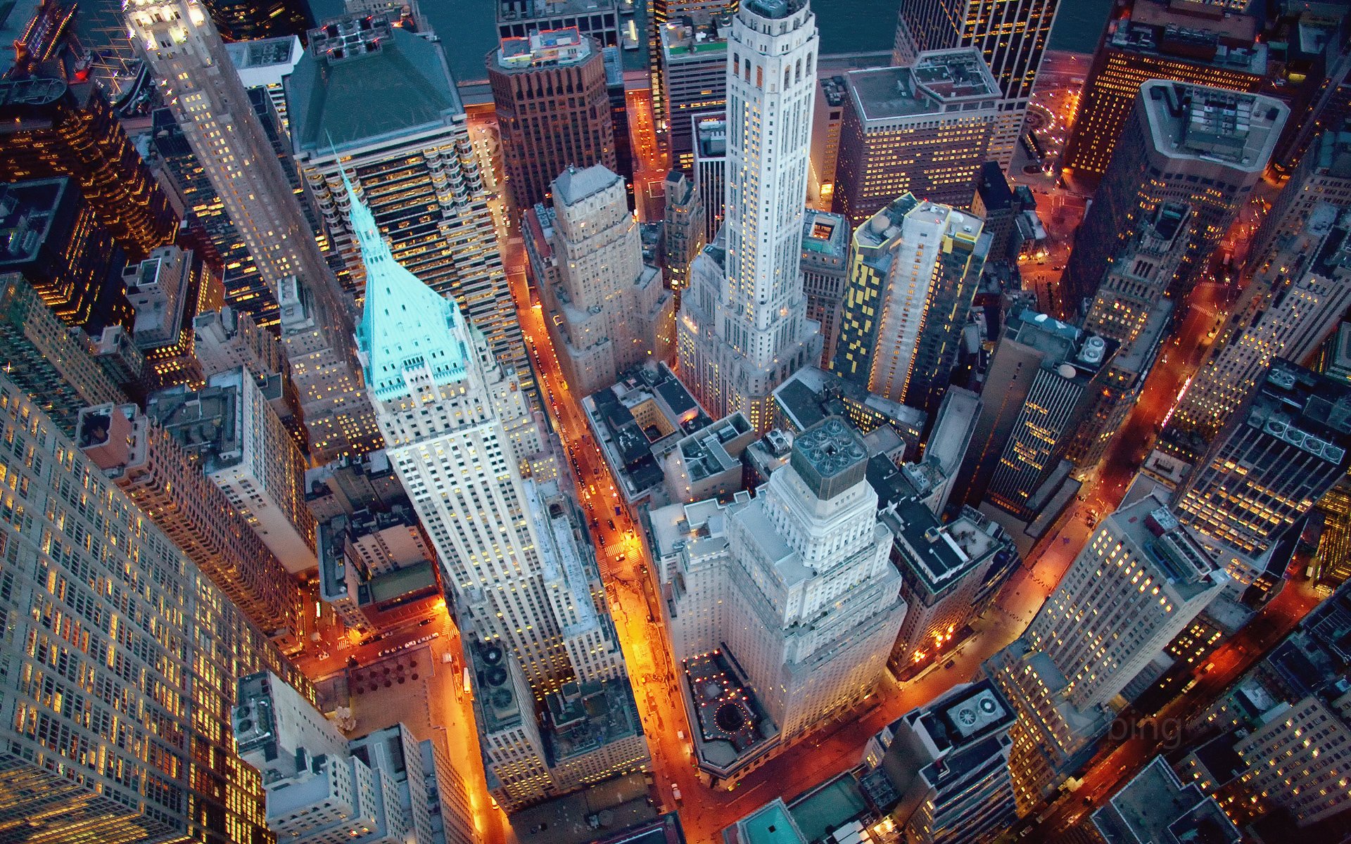 сша город нью-йорк нью йорк манхэттен уолл-стрит вечер огни