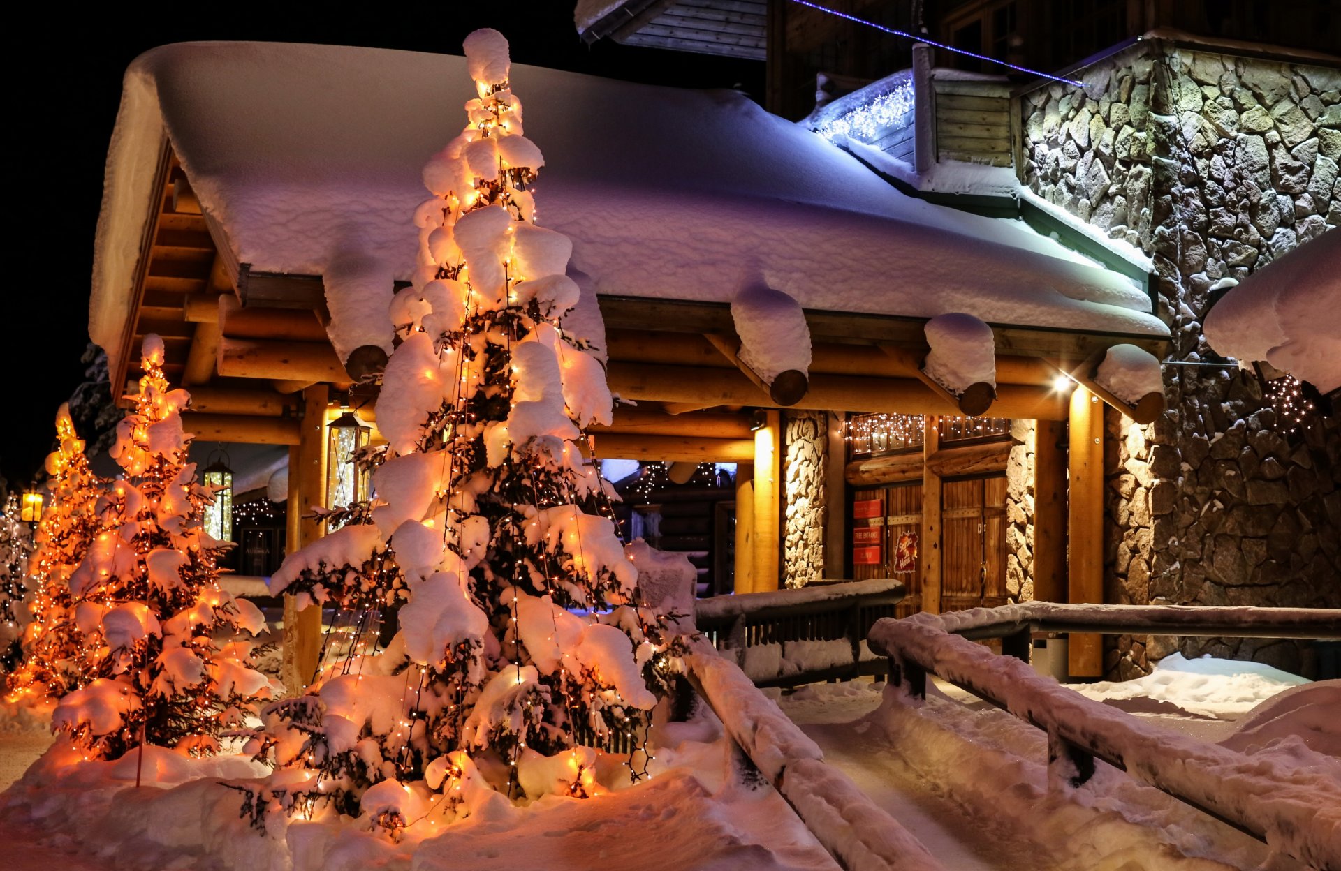 финляндия зима дом лапландия снег ель ночь природа город фото