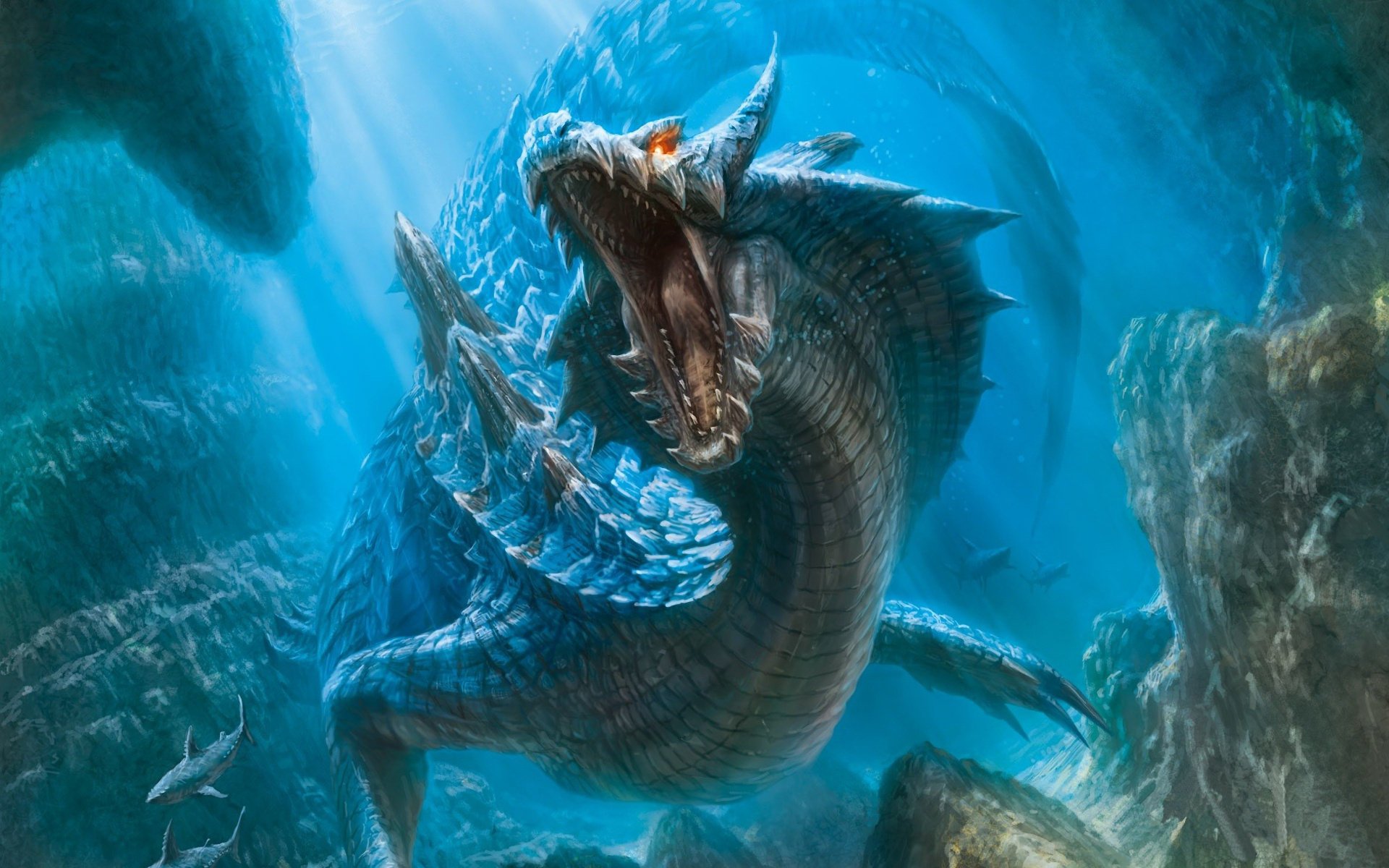 Подводный дракон с открытой пастью