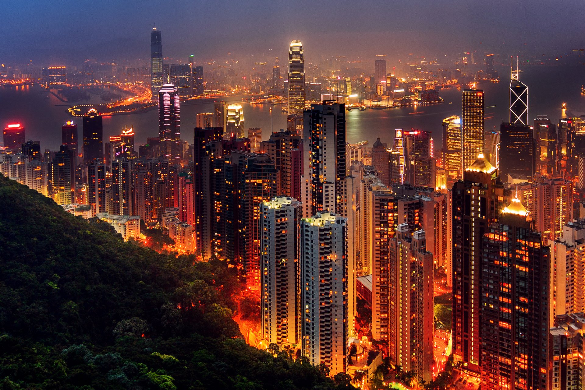Гонконг архитектура ночь город страны без смс