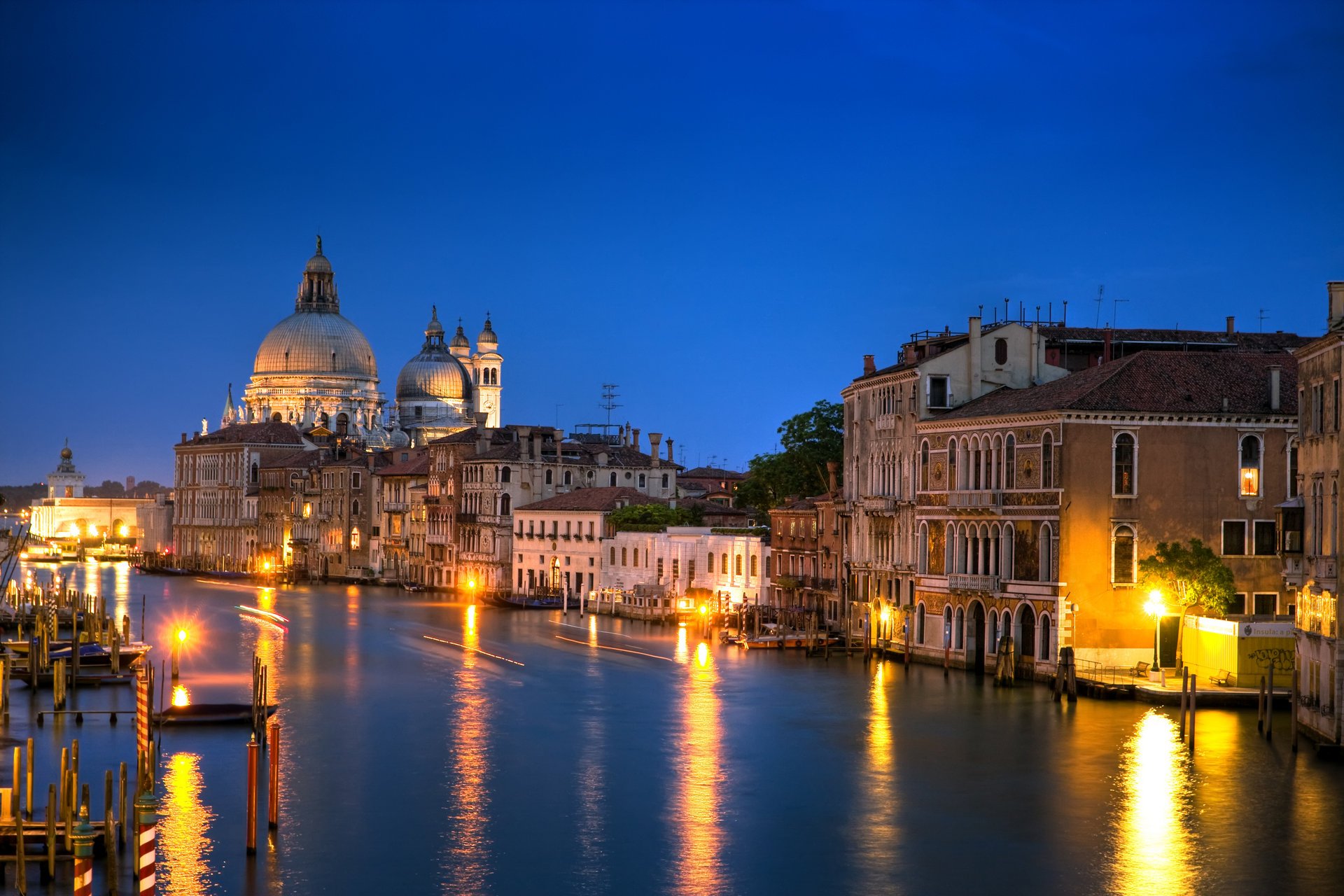 венеция италия гранд-канал canal grande архитектура дома здания вечер освещение