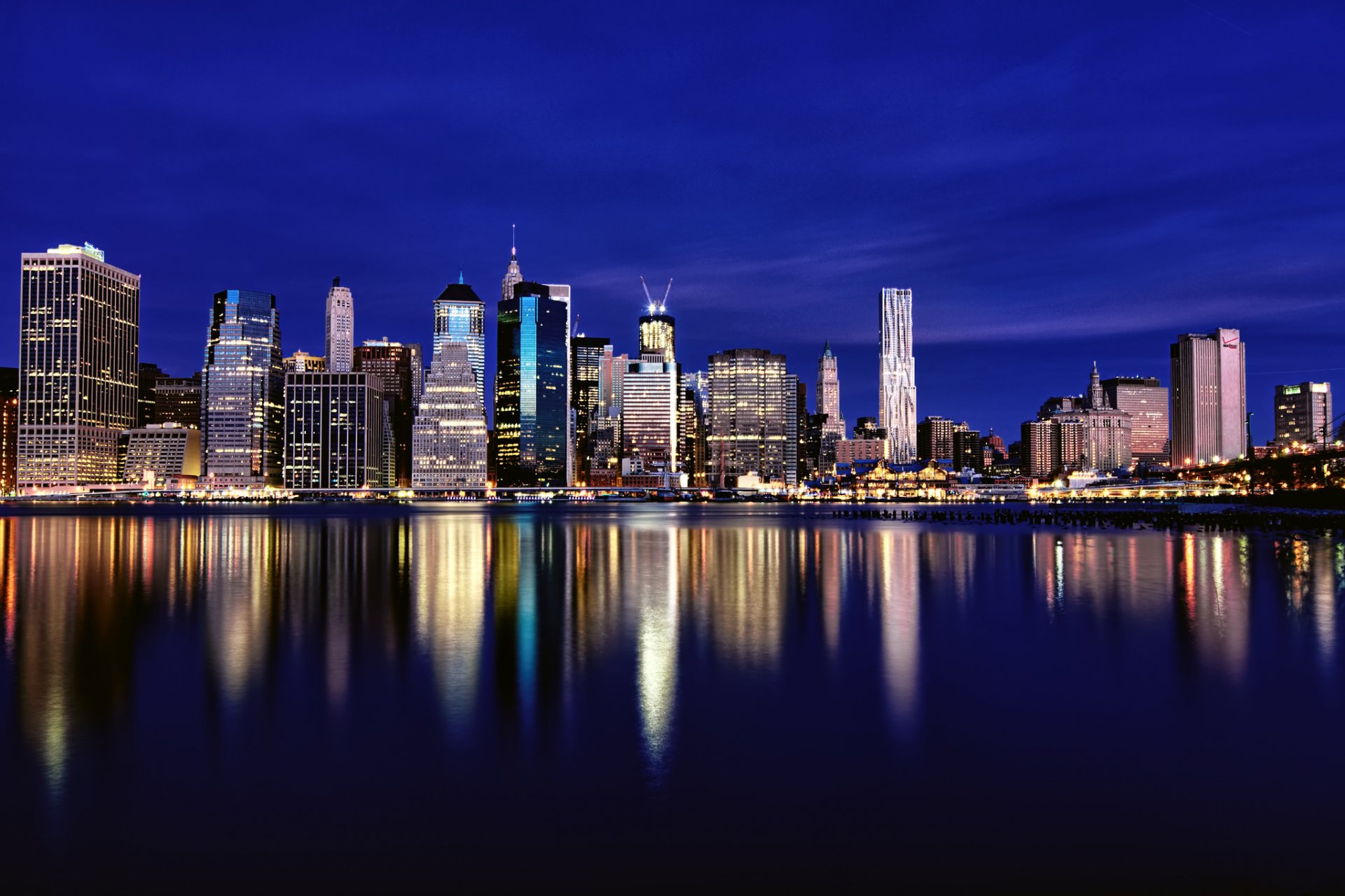Нью - Йорк панорама освещение ночь без смс