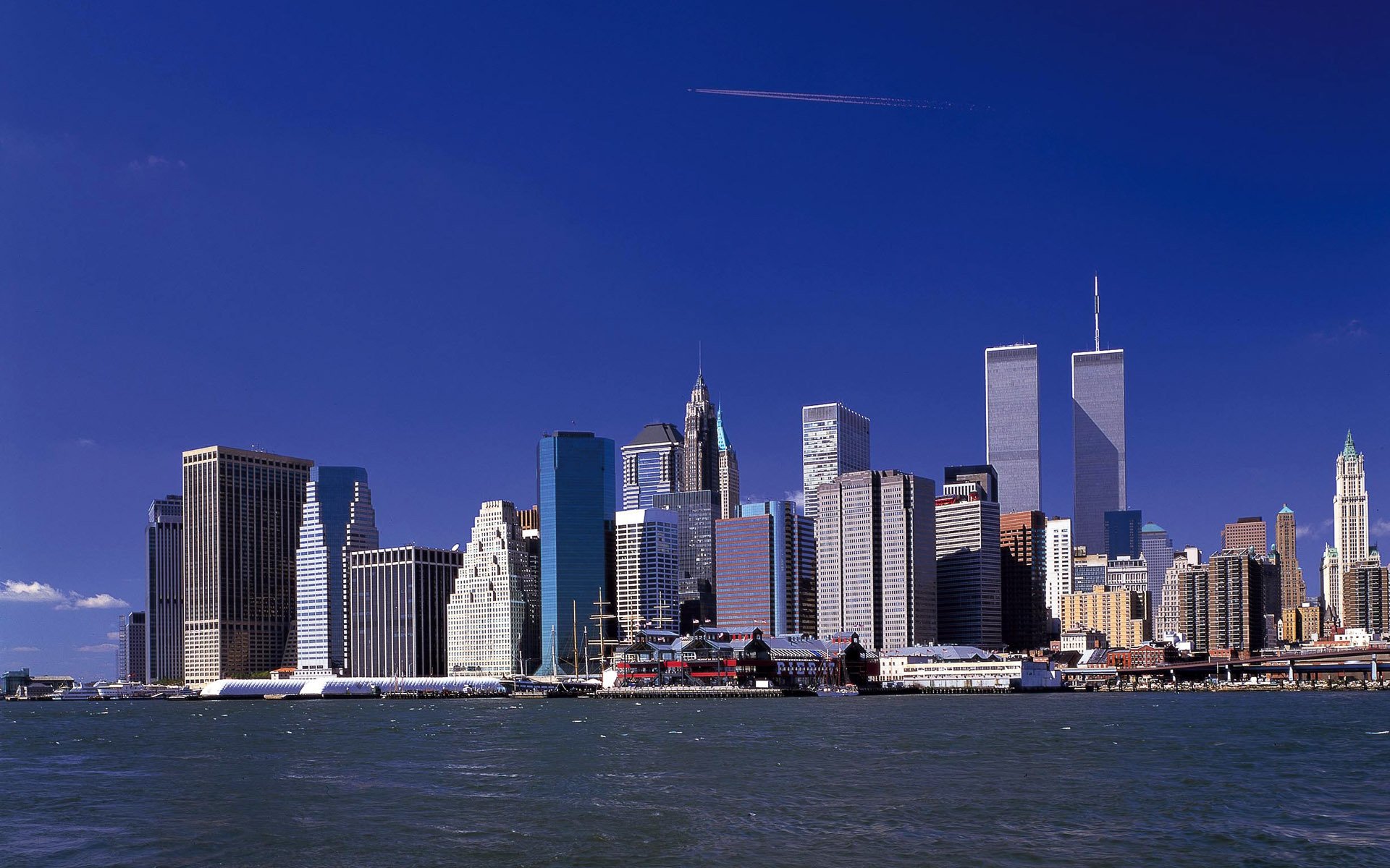 цмт нью-йорк всемирный торговый центр башни-близнецы втц 11 сентября небоскребы река город манхэттен обои