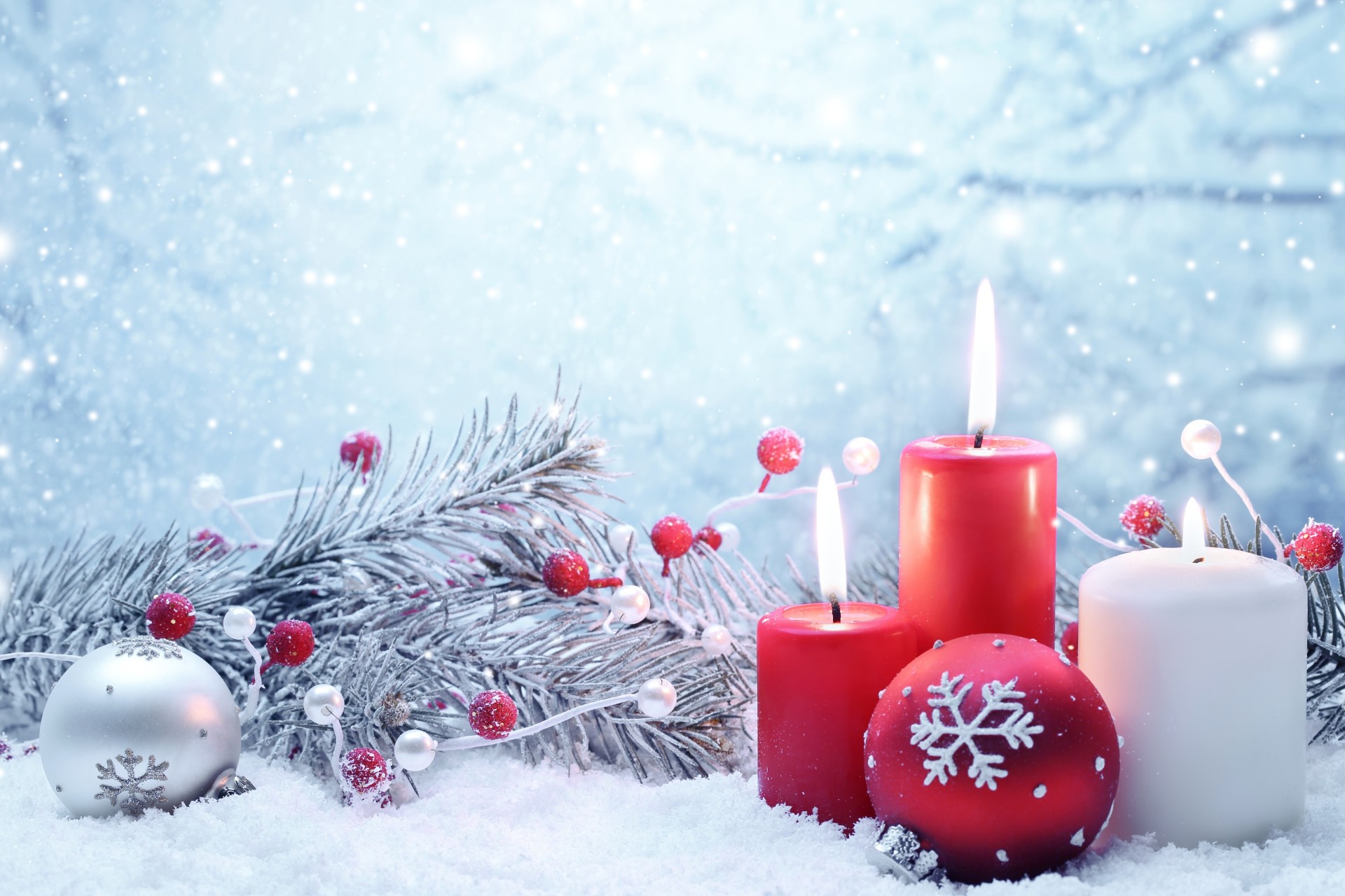 свечи ель снег шары candles spruce snow balls бесплатно
