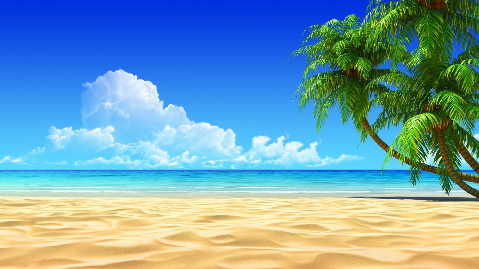 пальмы облака тропики океан лето небо фотошоп тень песок