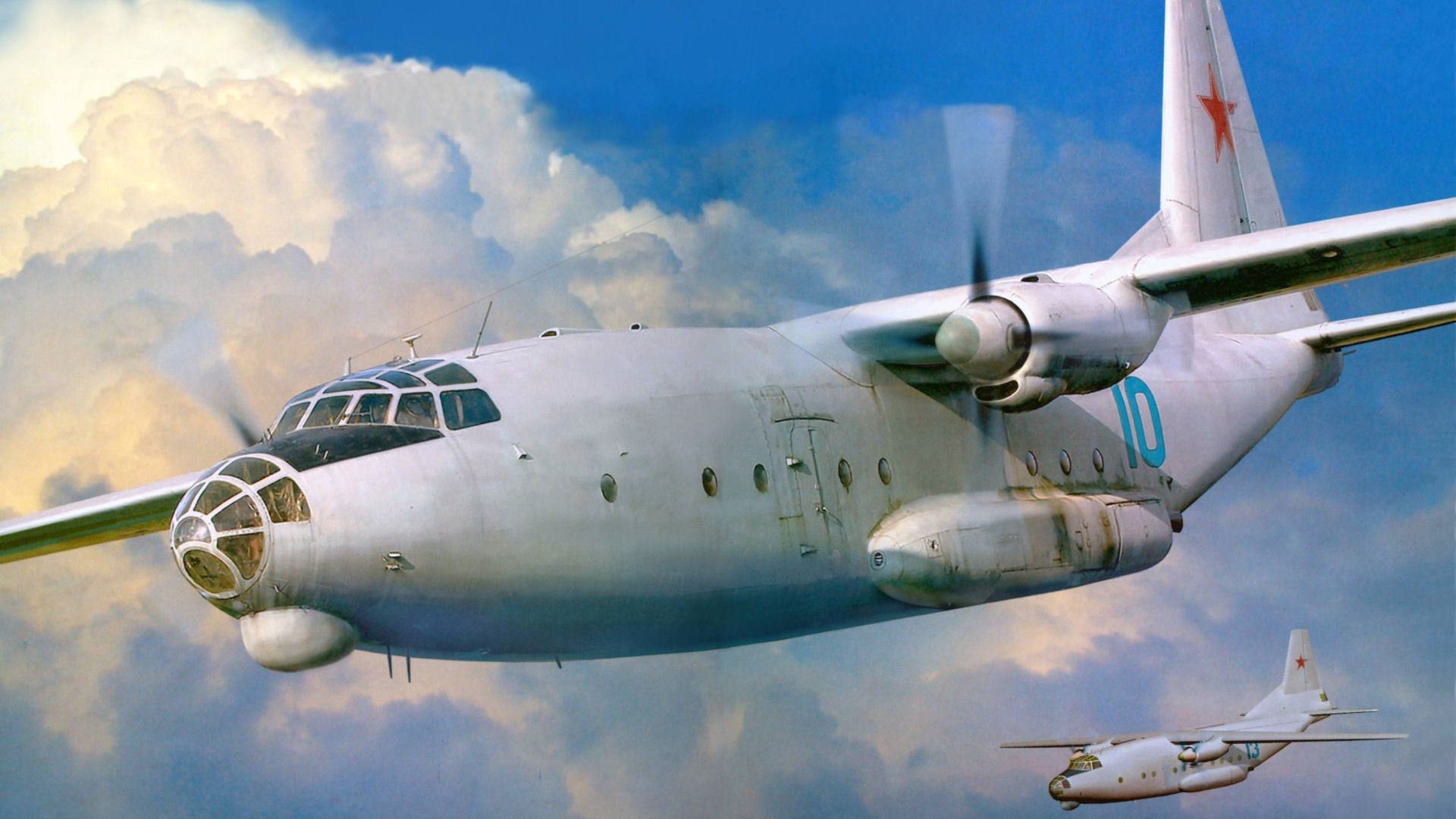 Военно-транспортый самолет ан-8 на учениях