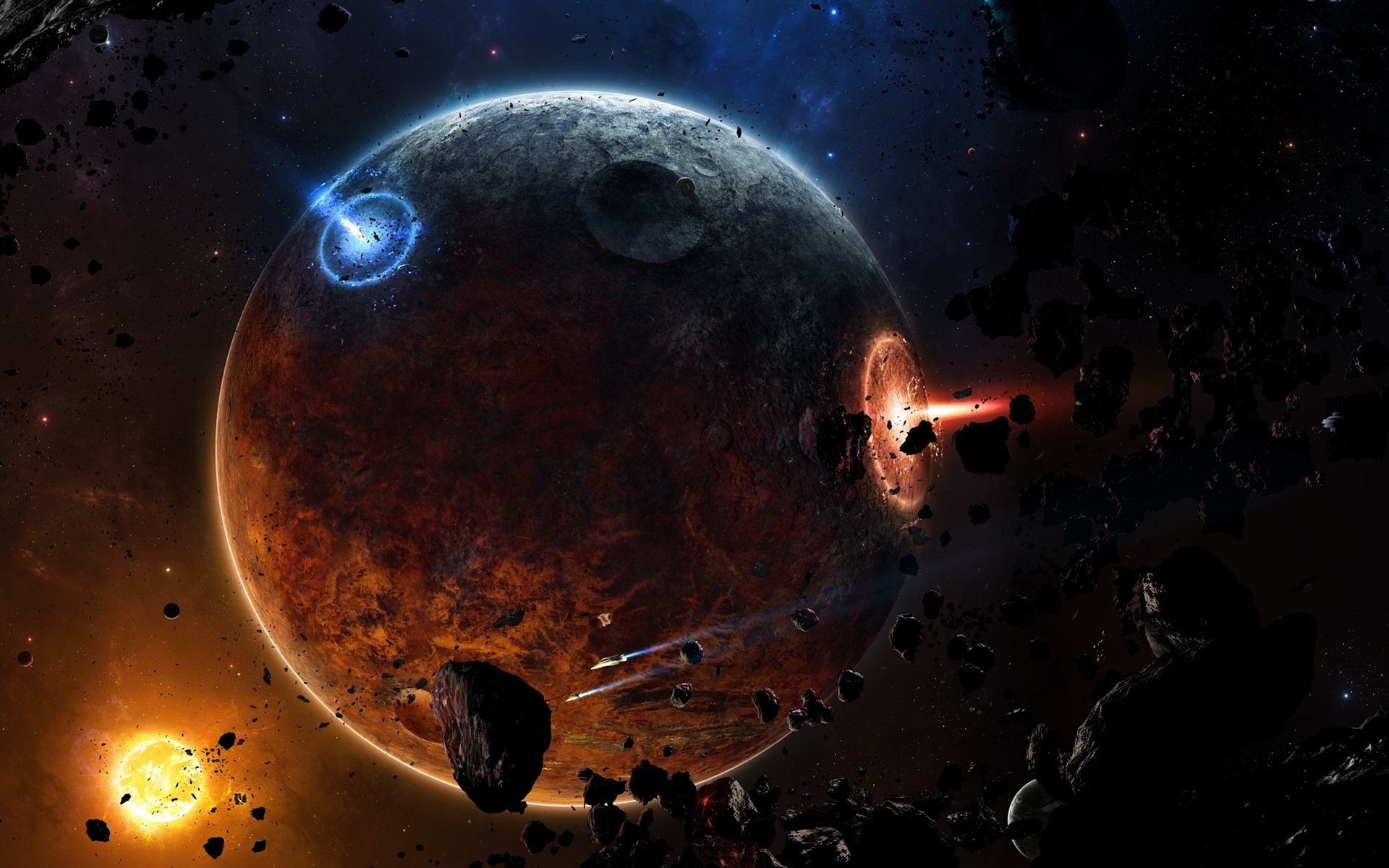 космические корабли пожар планета метеориты astroides фантастика