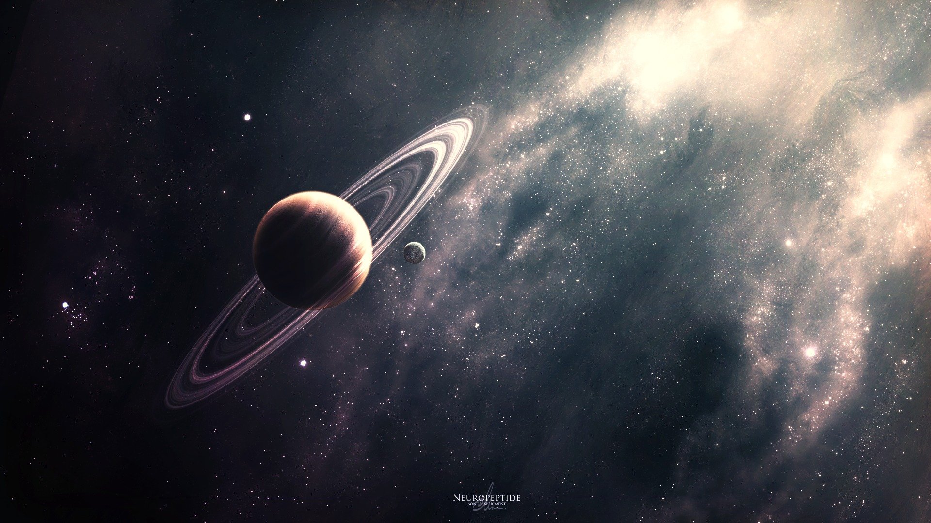 космос планета кольца туманность звезды