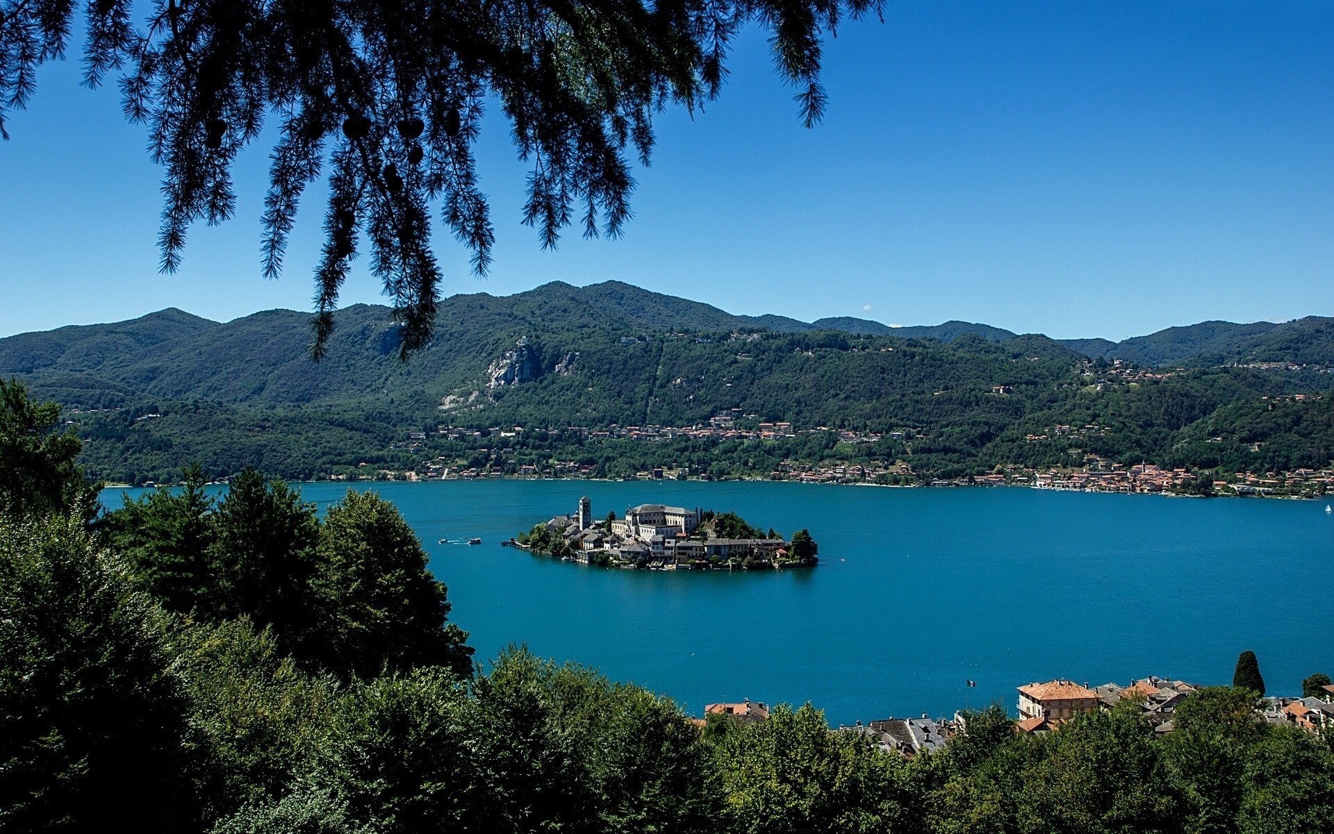италия пейзаж пьемонт озеро орта остров панорама горы
