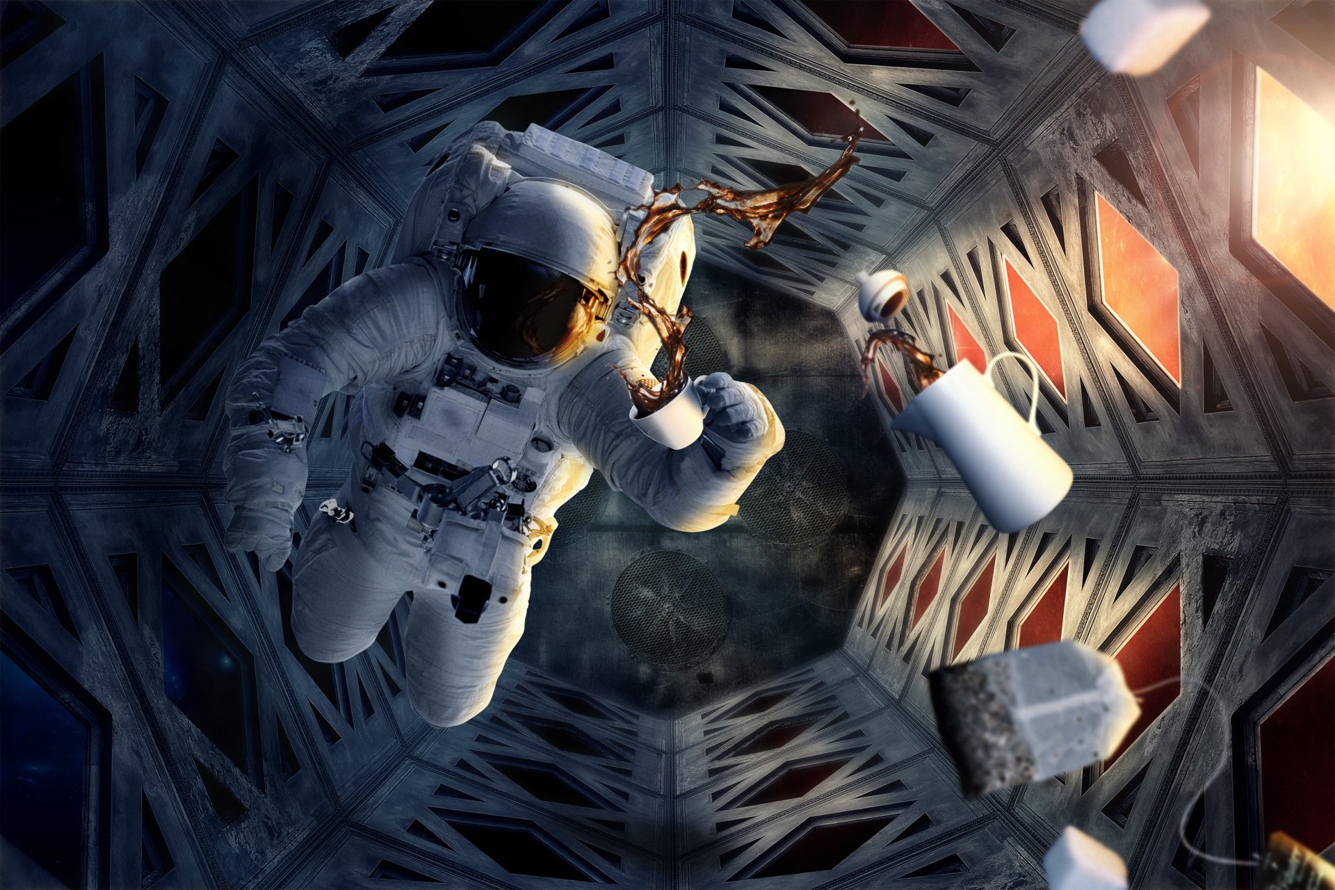 космос астронавт кофе чашка шлем скафандр
