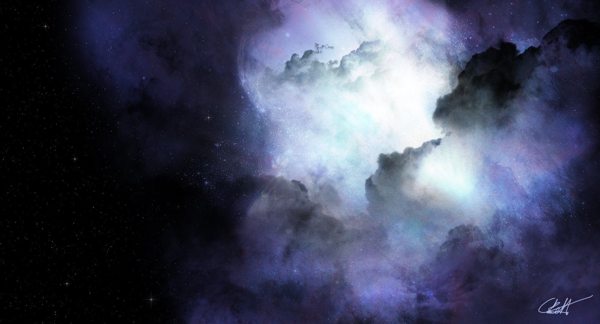 космос звезды туманность свечение облака
