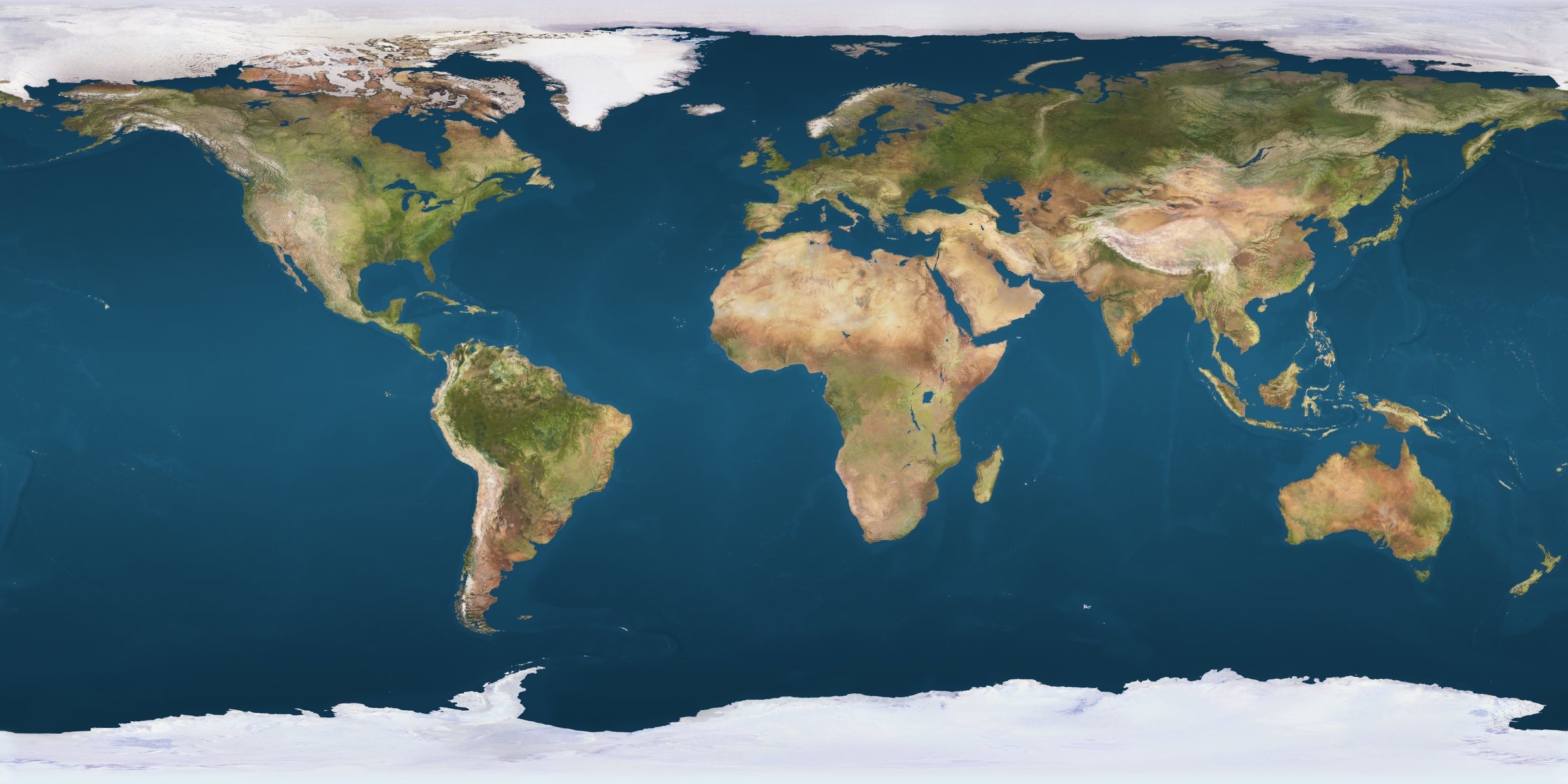 Физическая карта земли с ее материками и океанами