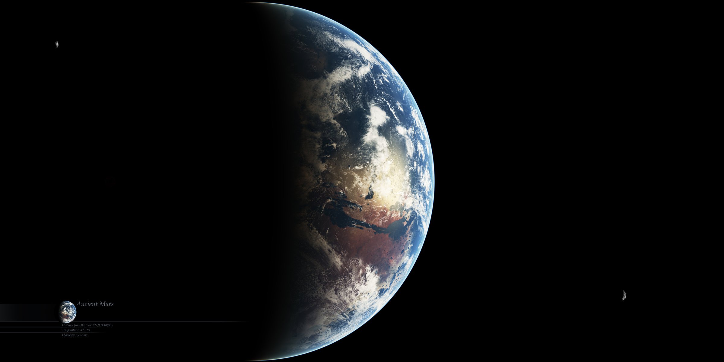 Земля из космоса с затемнённой стороной