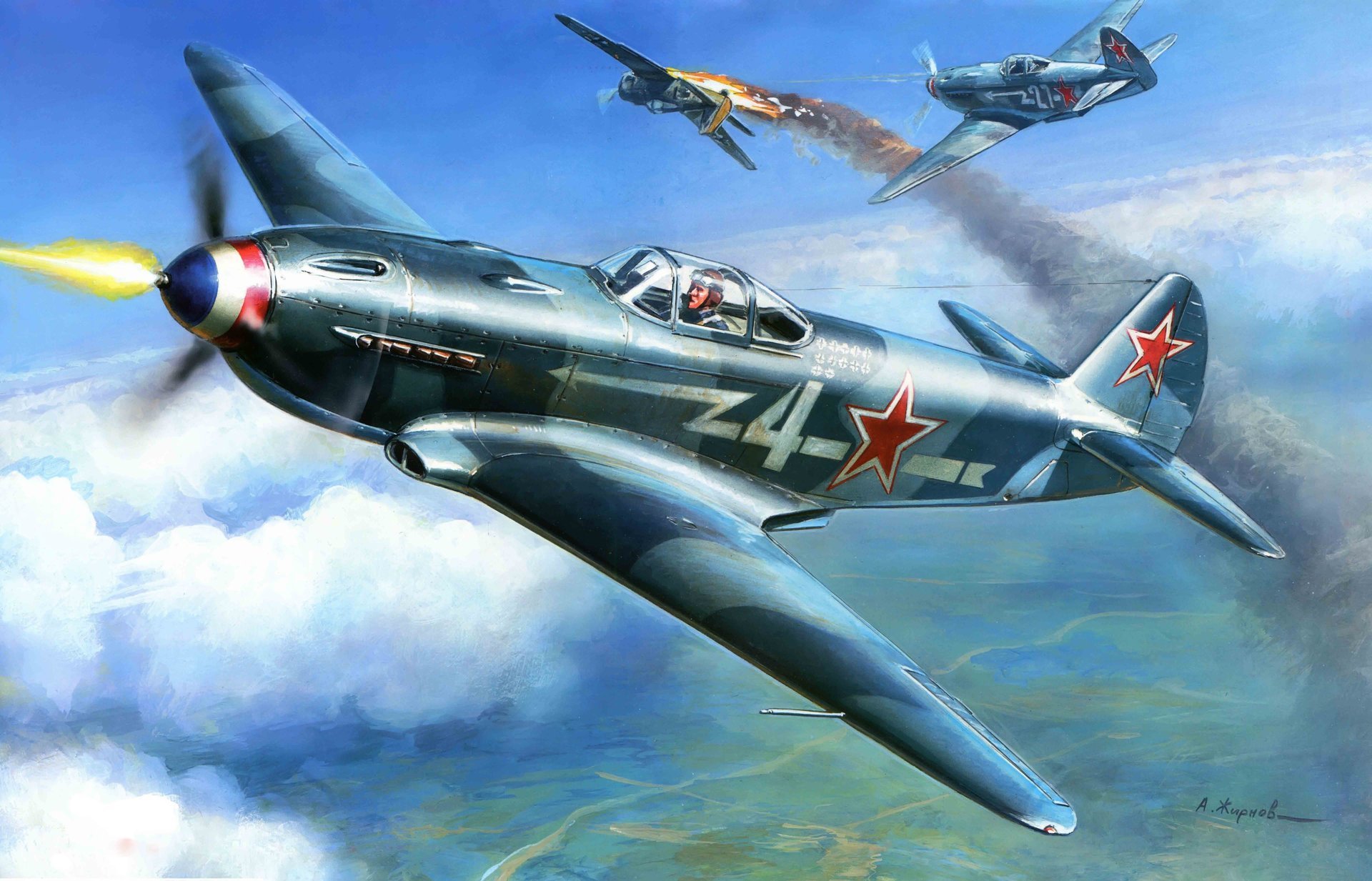 Фронтовой бой советских самолётов