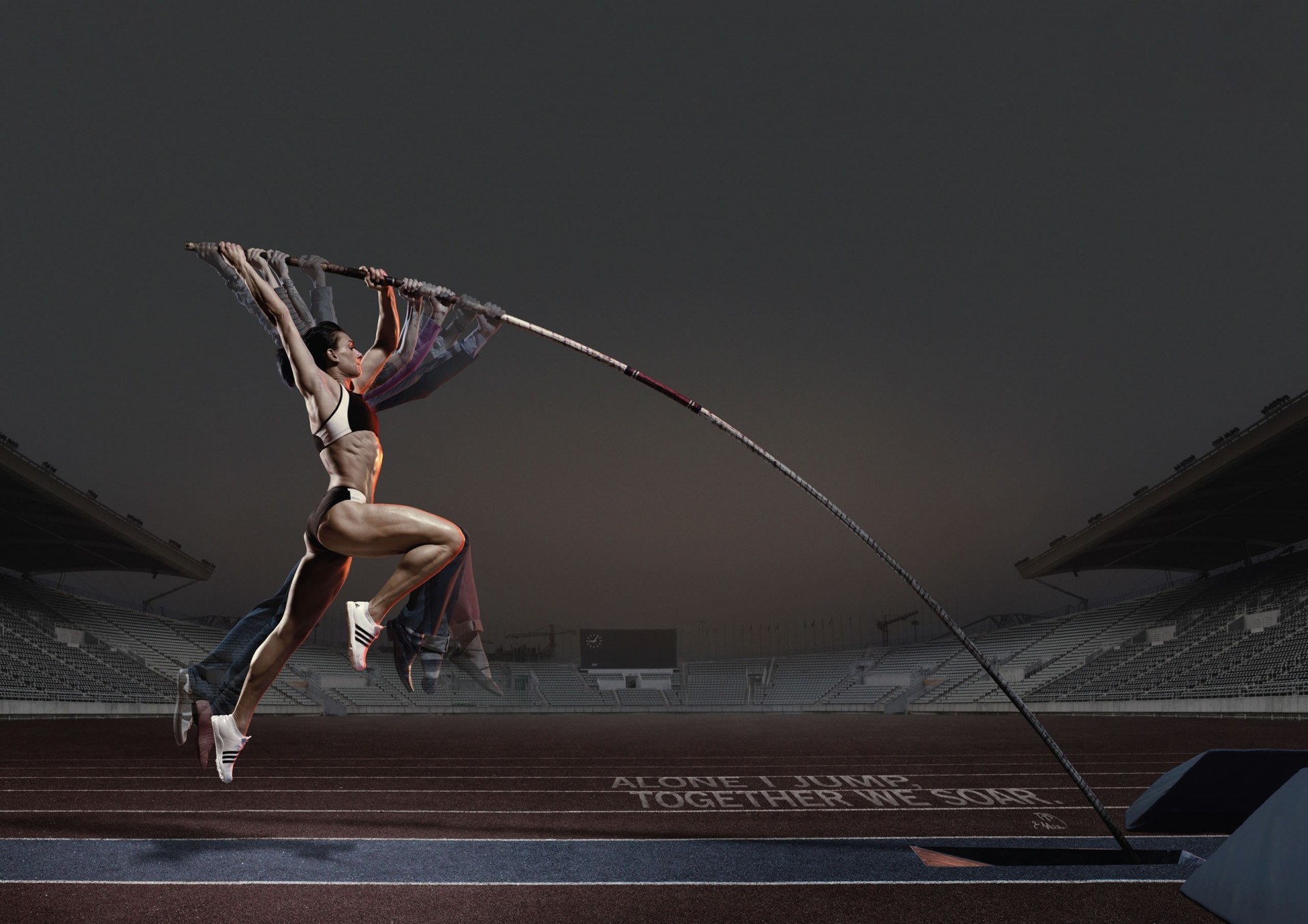прыжок девушка столб прыжок с шестом реклама спортсменка адидас