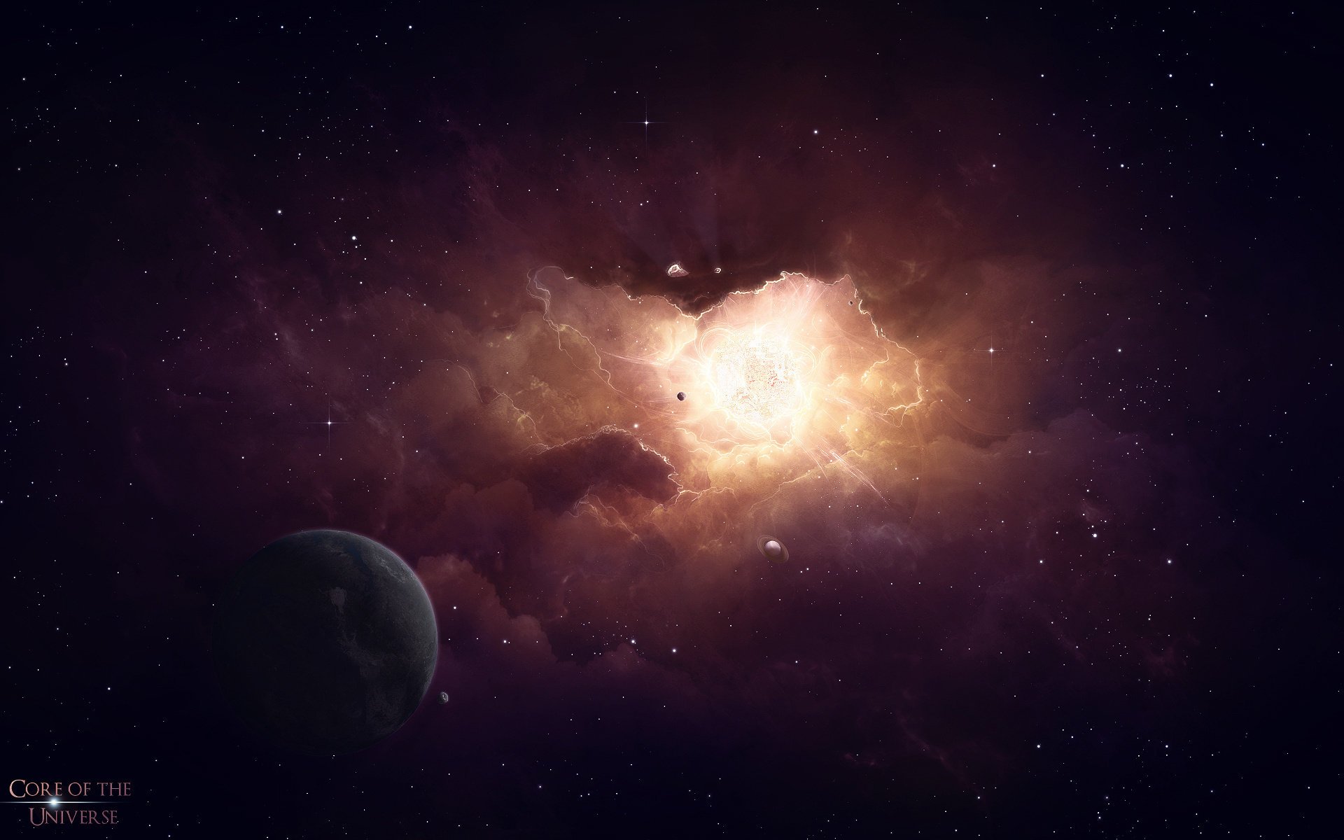 Туманность из звёзд в космосе с ярким светом