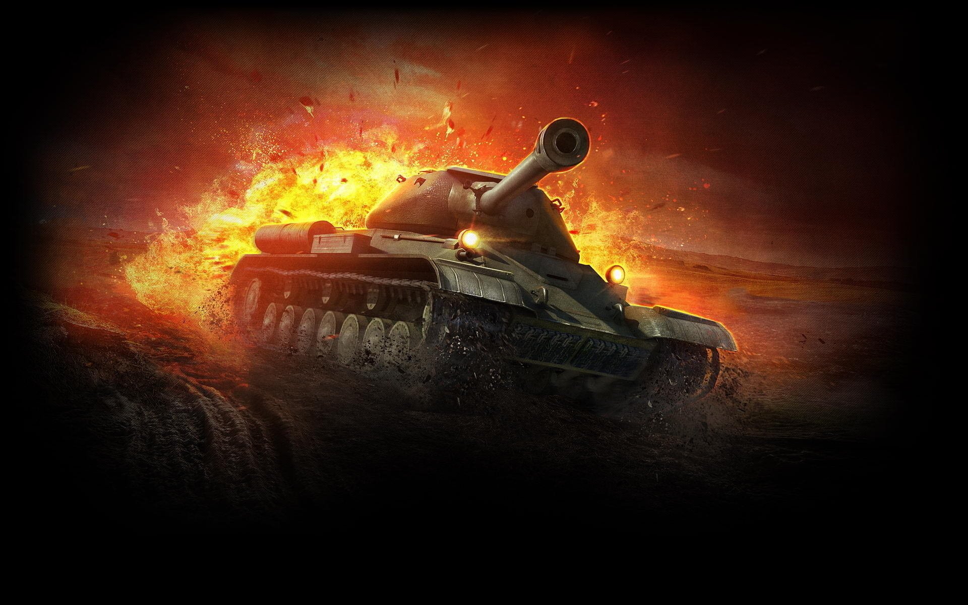 Танк в огне из игры World of tanks