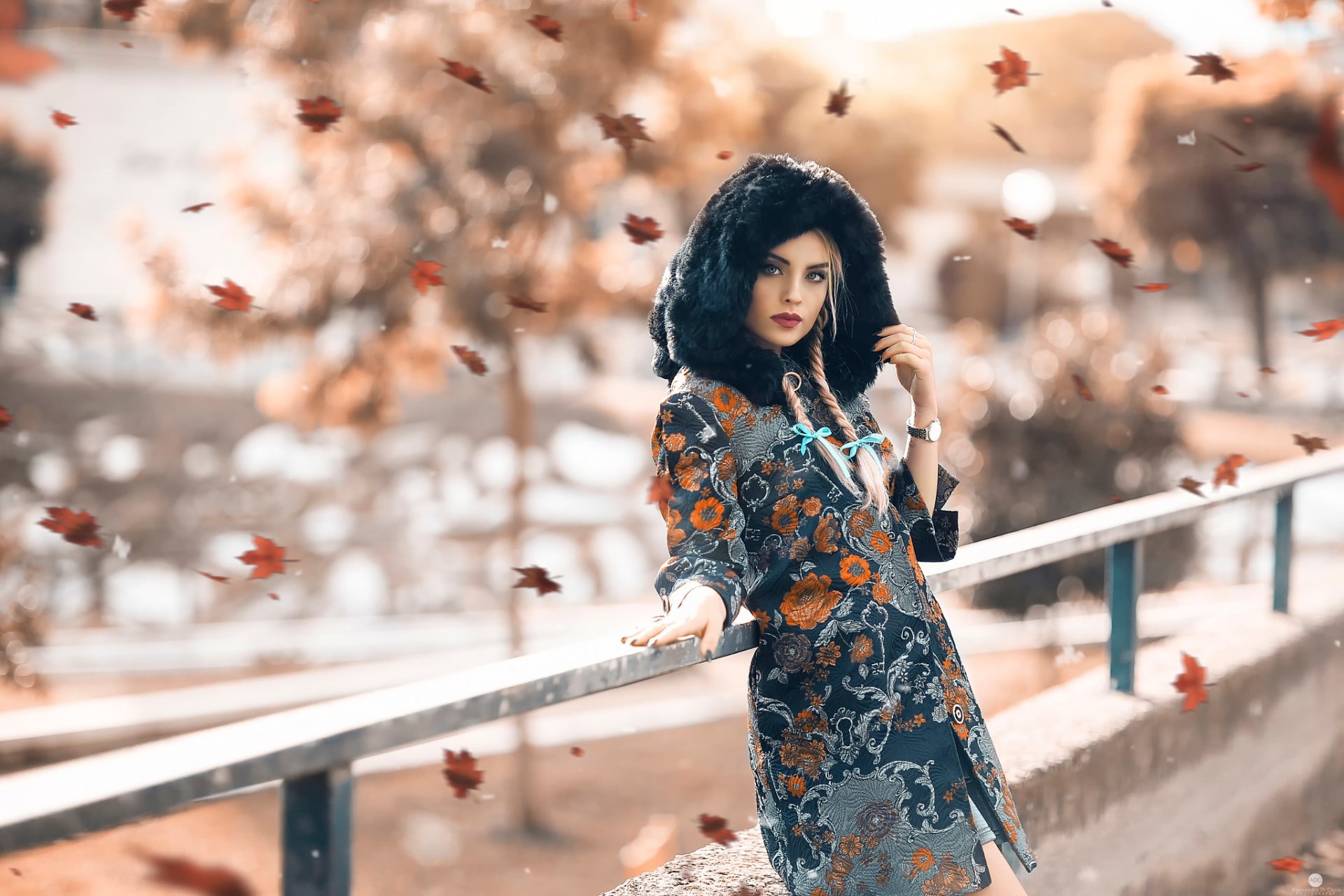 осень красота девушка листопад алессандро ди чикко