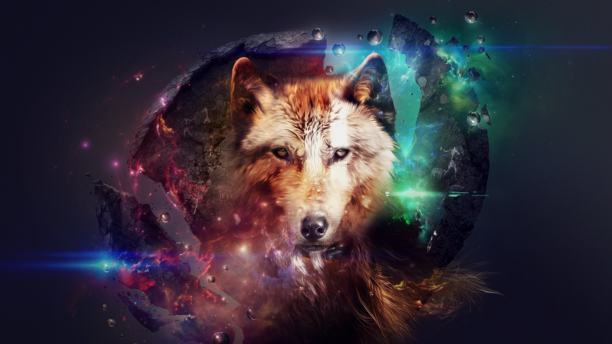 Абстрактное изображение волка на темном фоне
