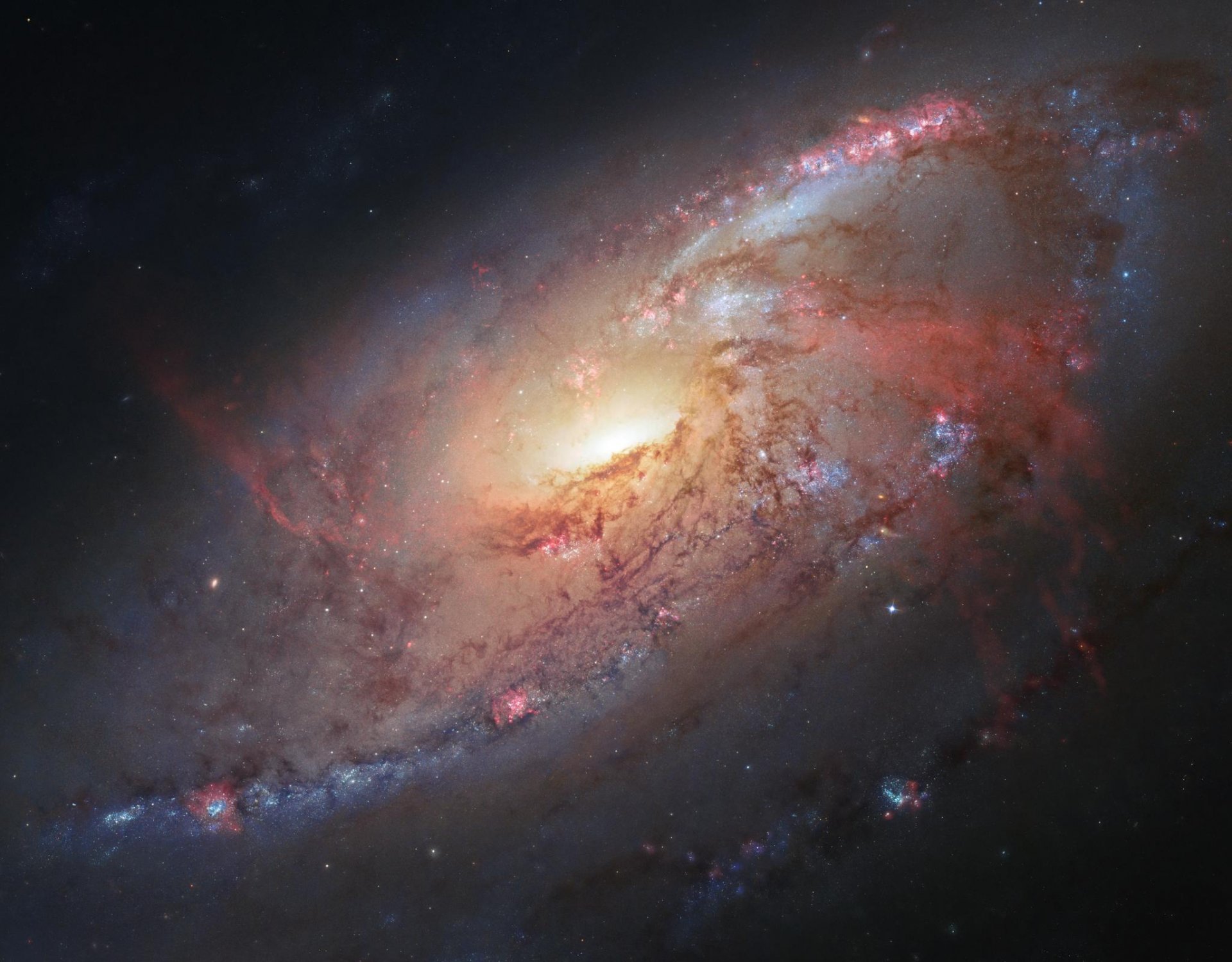 космос спиральная галактика м106 звезды космического телескопа хаббла наса goddard space flight center