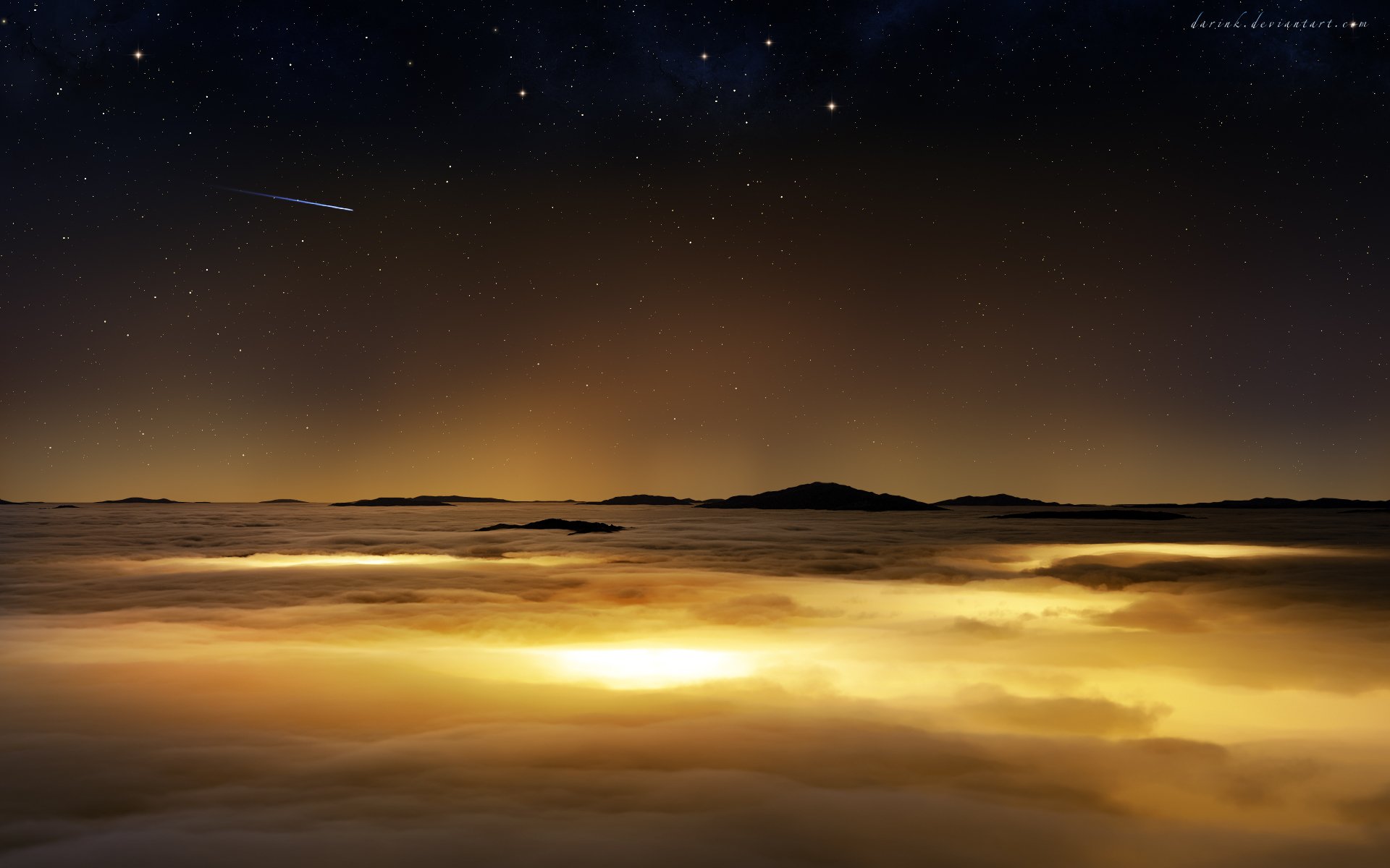 планета поверхность облака небо звезды комета