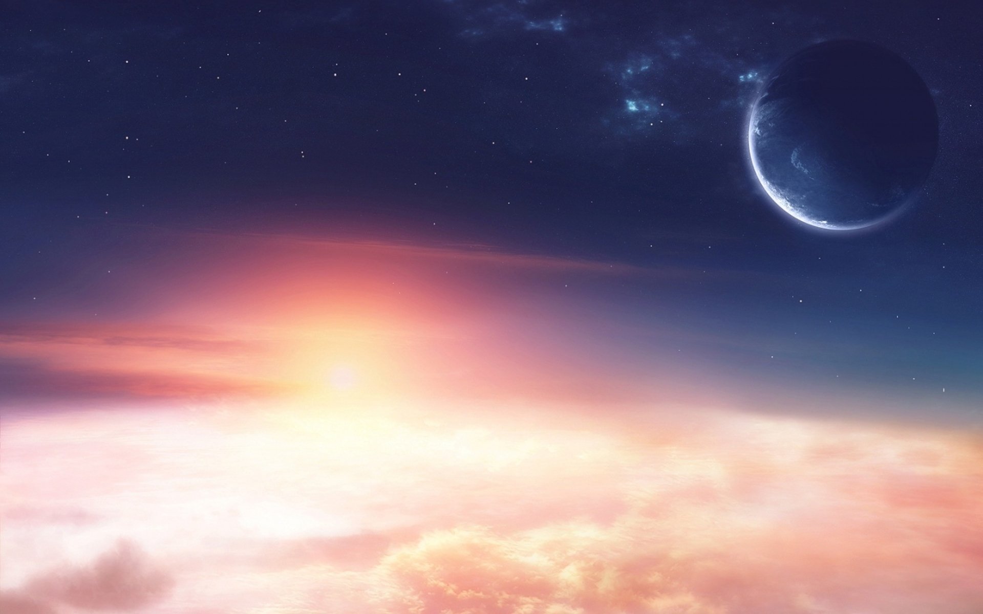 планеты звезды восход облака свет пространство