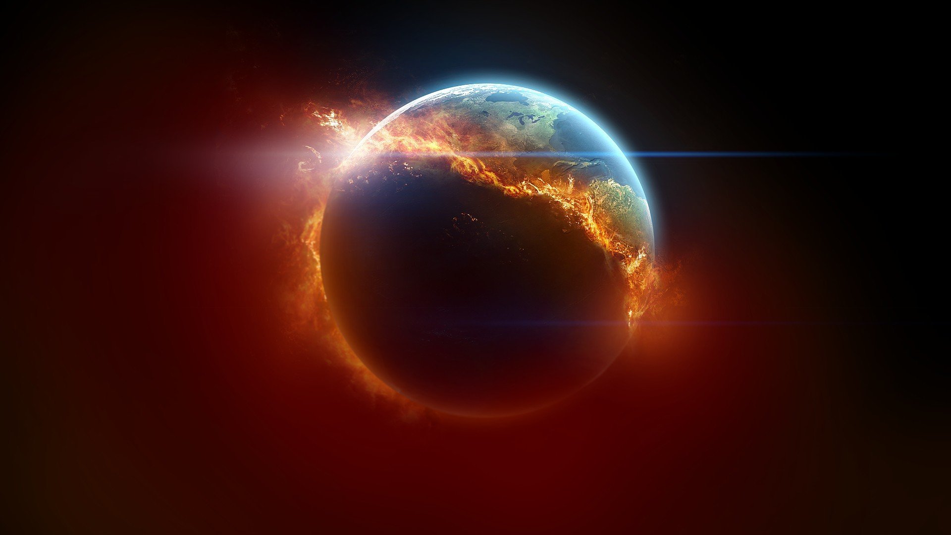 космос планета стихия огонь выжигание