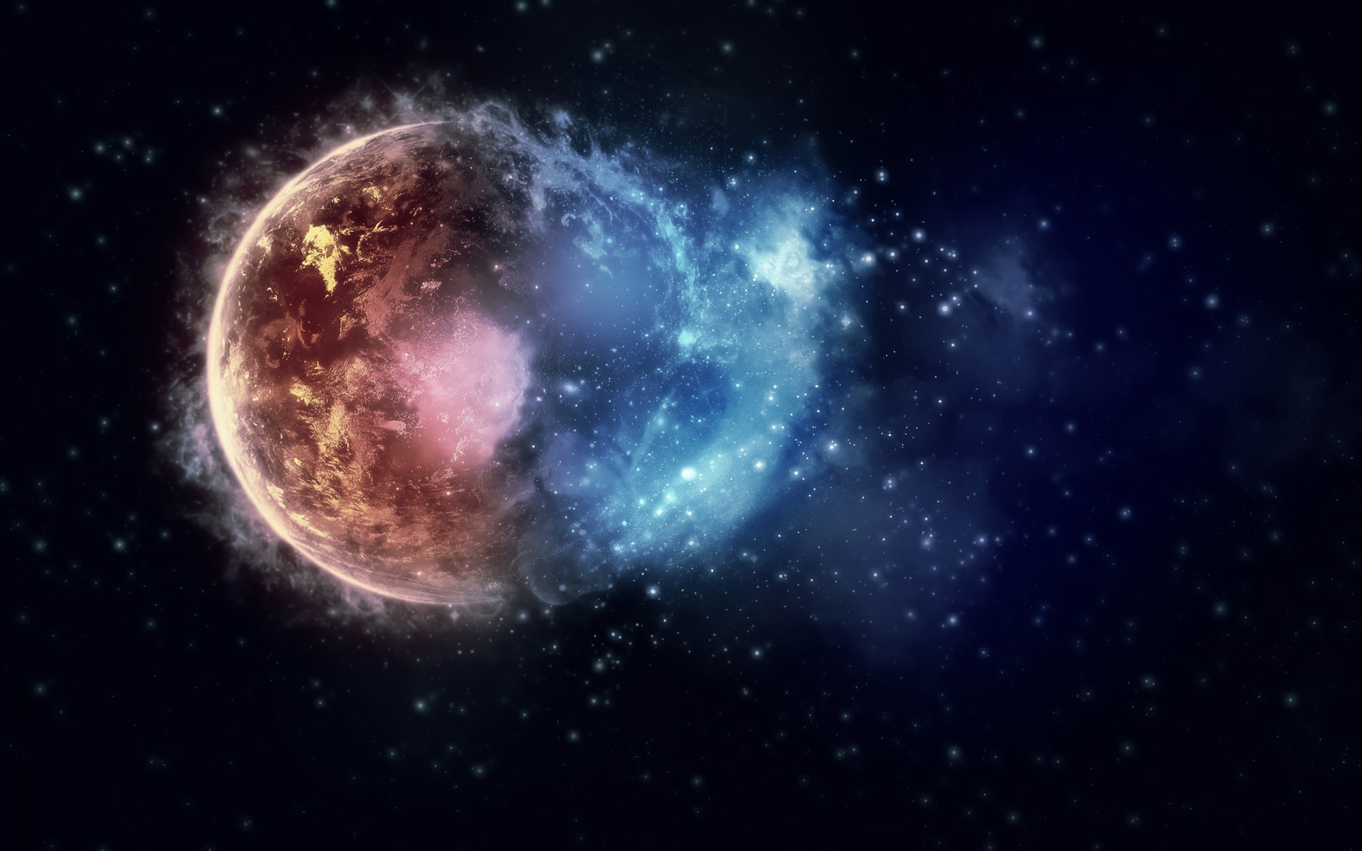 космос планеты звезды краски огни взрыв пространство цвета фонари 2560x1600