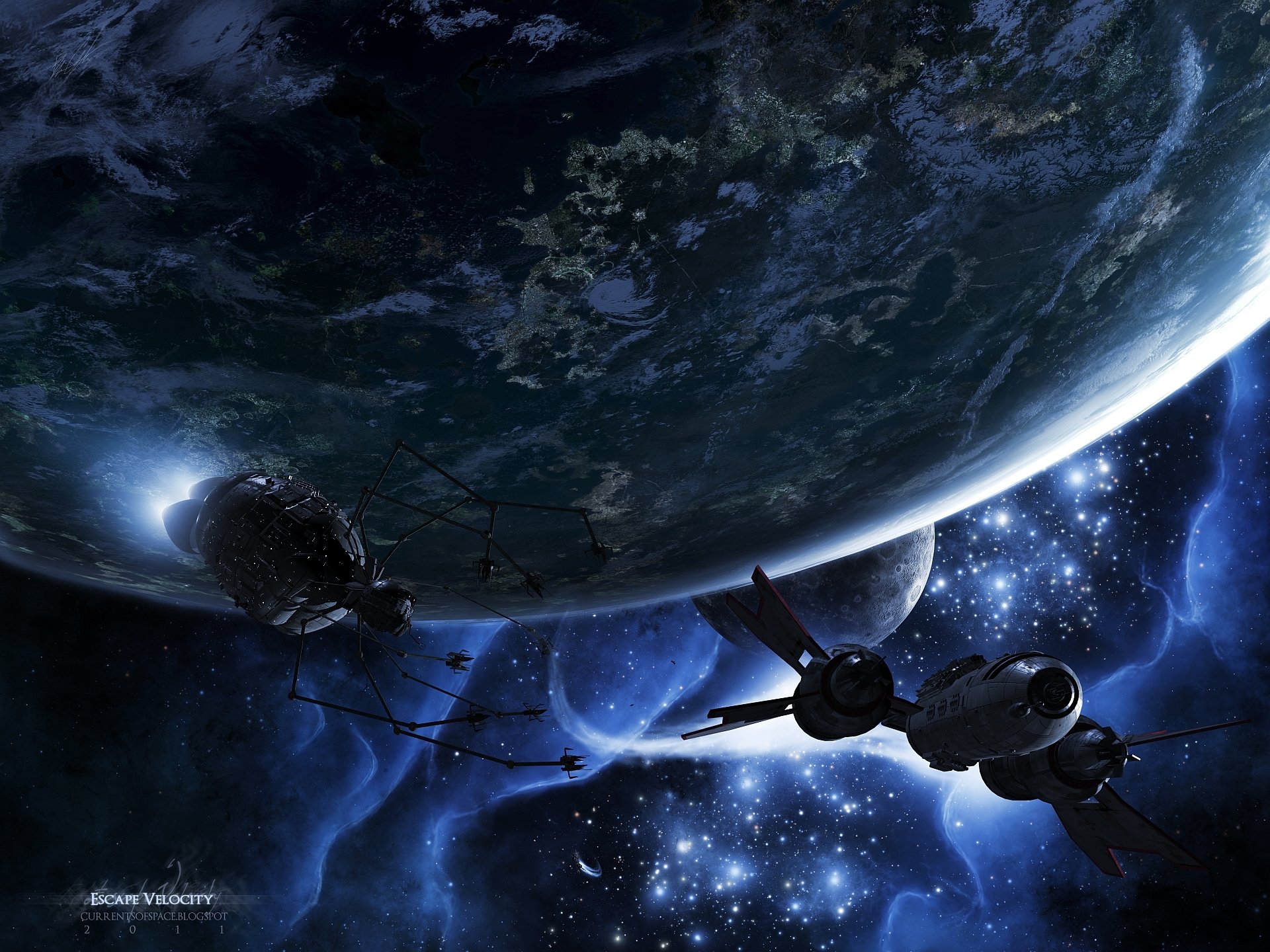 Обои Спутник над планетой картинки на рабочий стол на тему Космос - скачать загрузить
