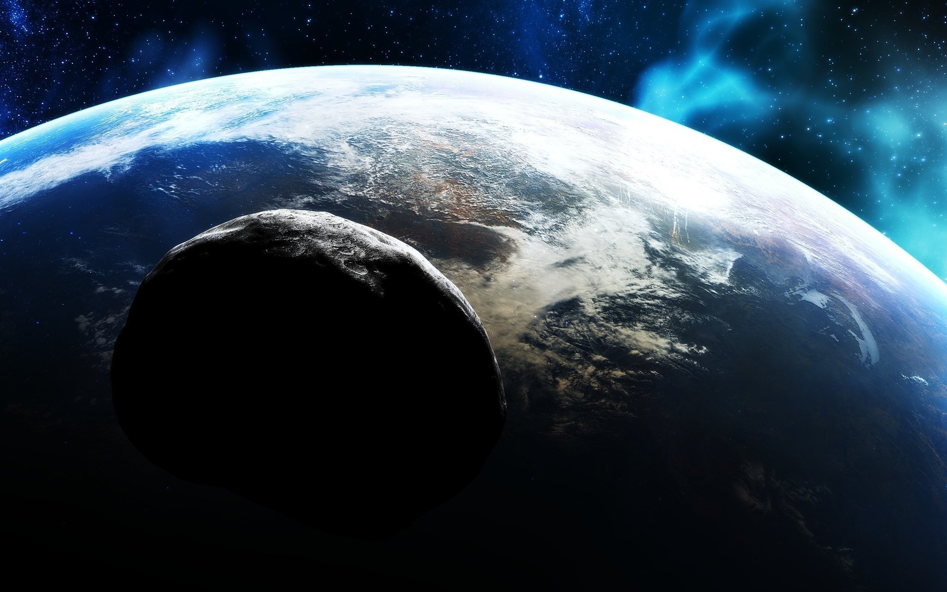 Астероид над поверхностью землю