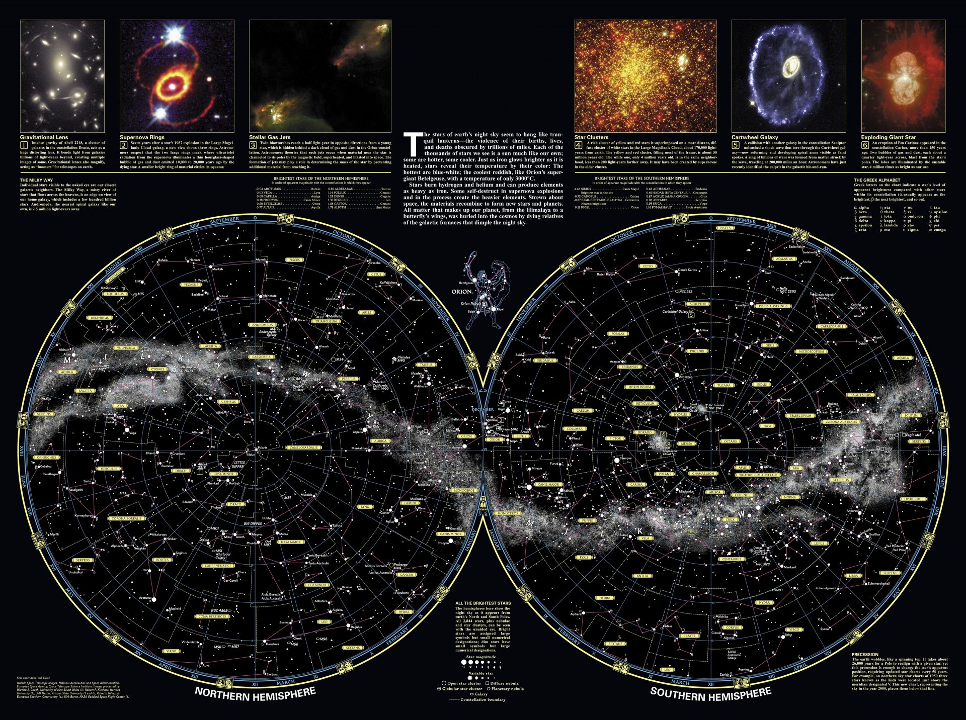 карта созвездий небосвода наука