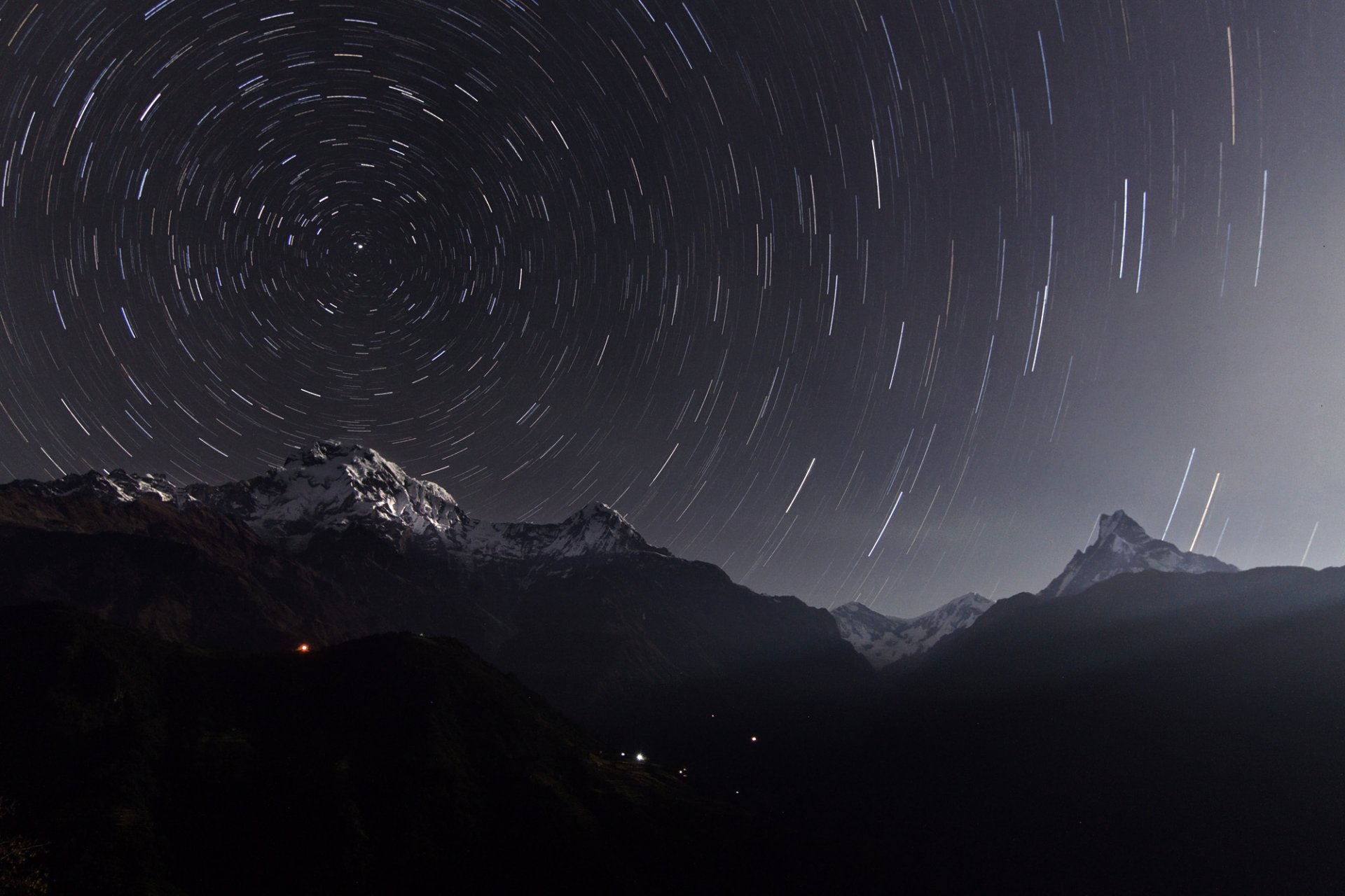 звезды выдержка ночь аннапурна гималаи непал