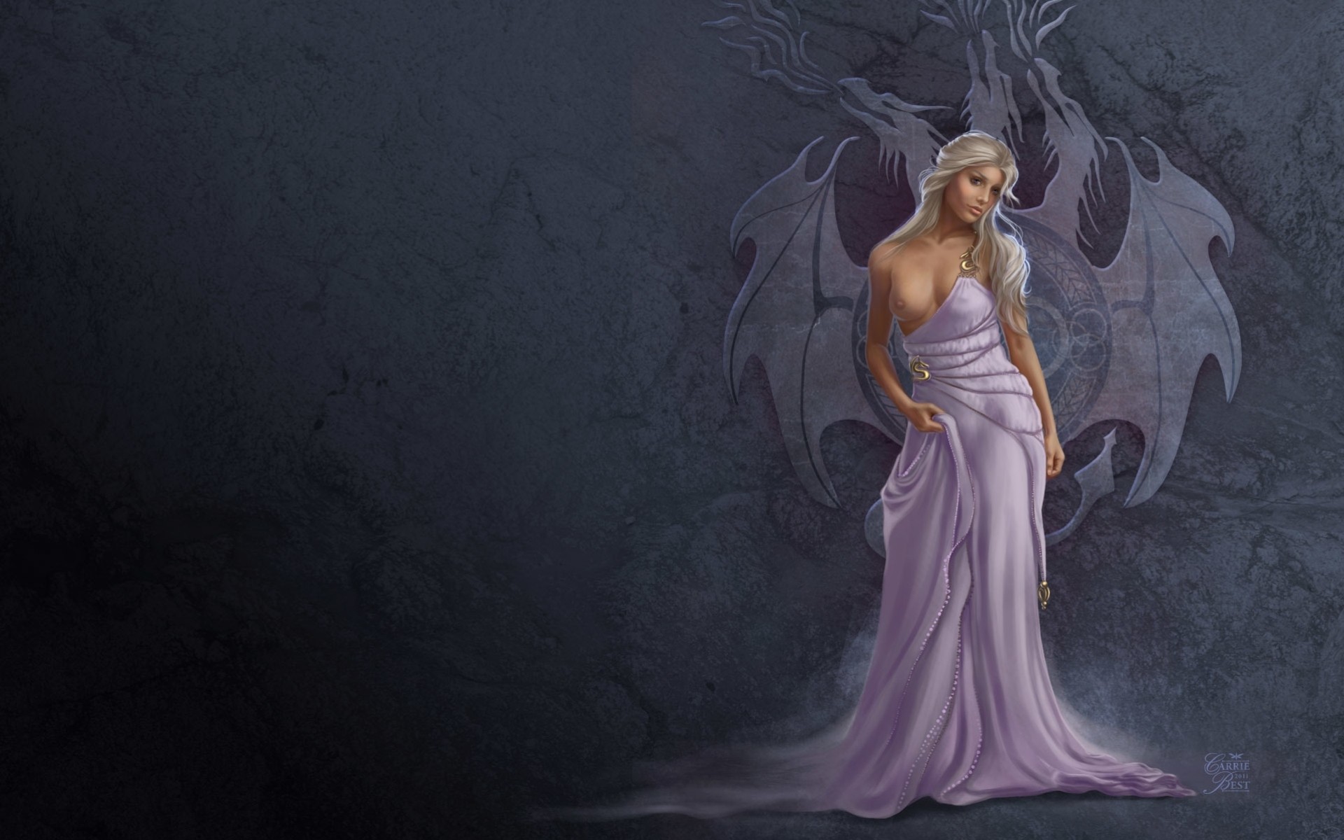 арт девушка фон грудь daenerys targaryen дракон одеваться игра престолов