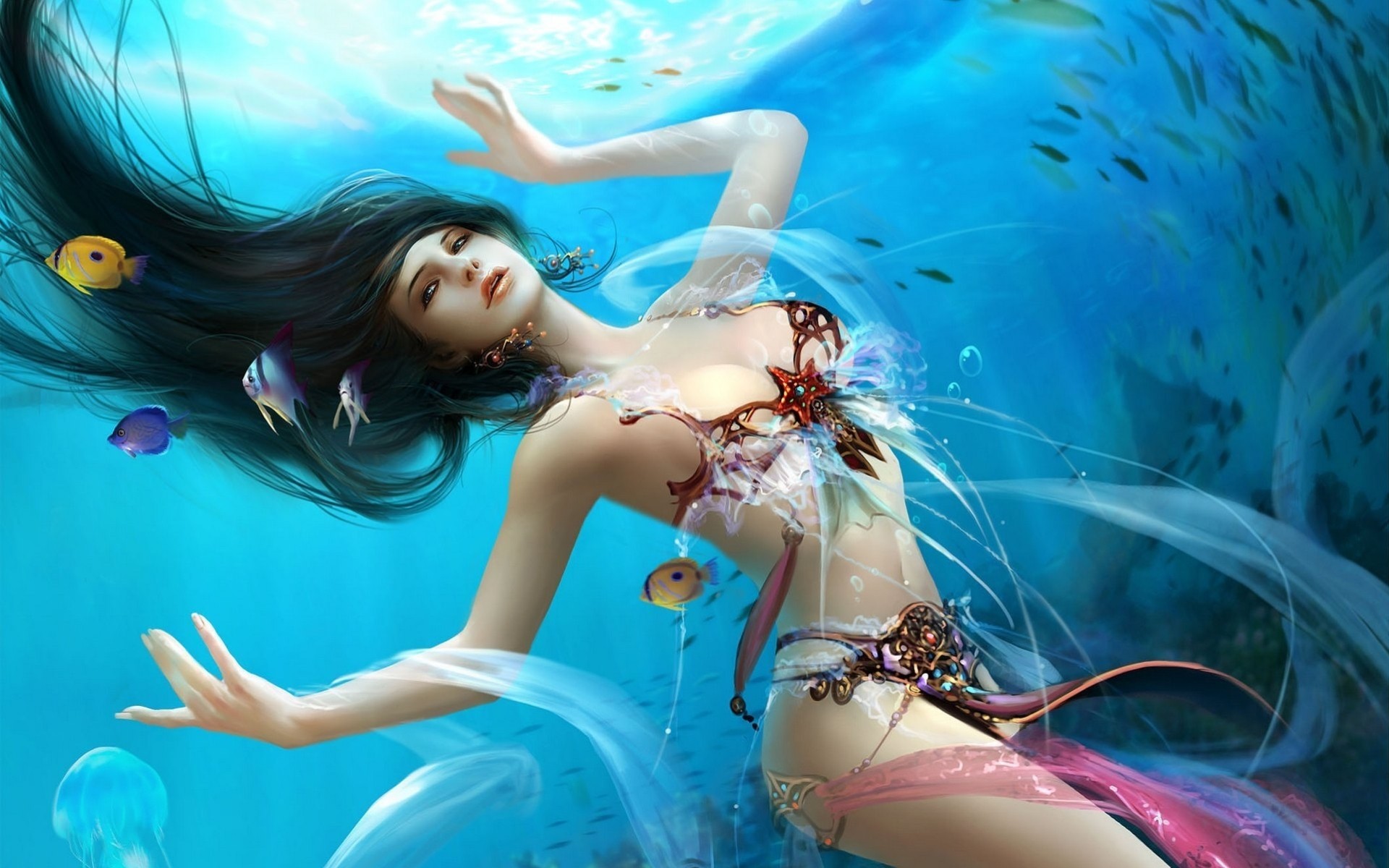 графика рисунок русалка graphics figure mermaid без смс