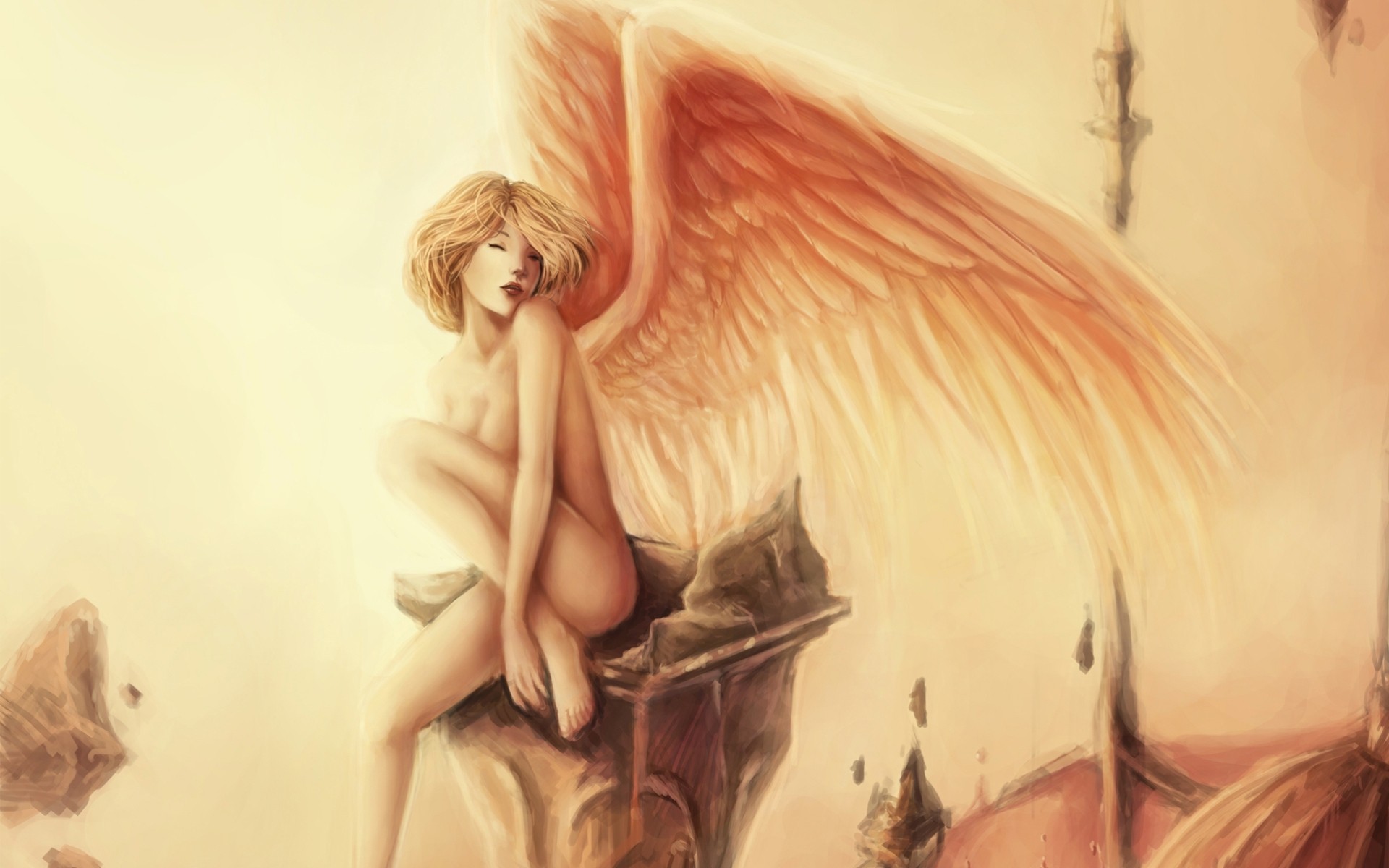 Голая девушка ангел - Картинки анимации