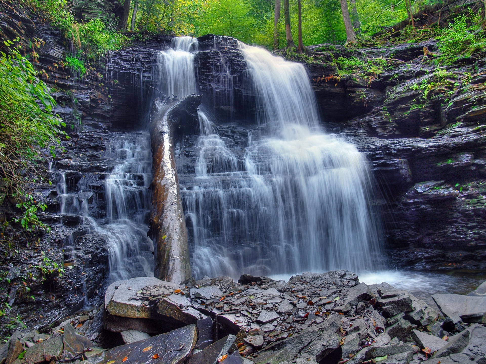 природа водопад скалы nature waterfall rock без смс