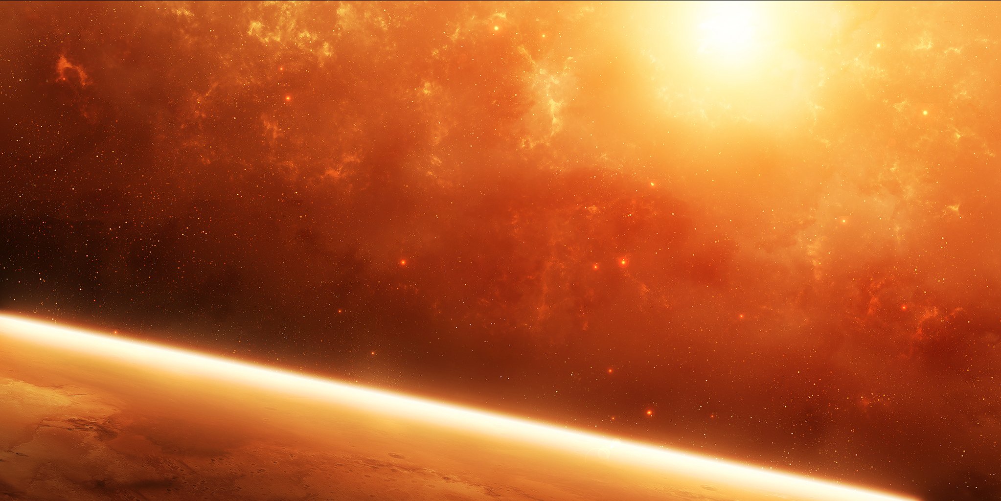 космос красная планета атмосфера звезды туманность солнце