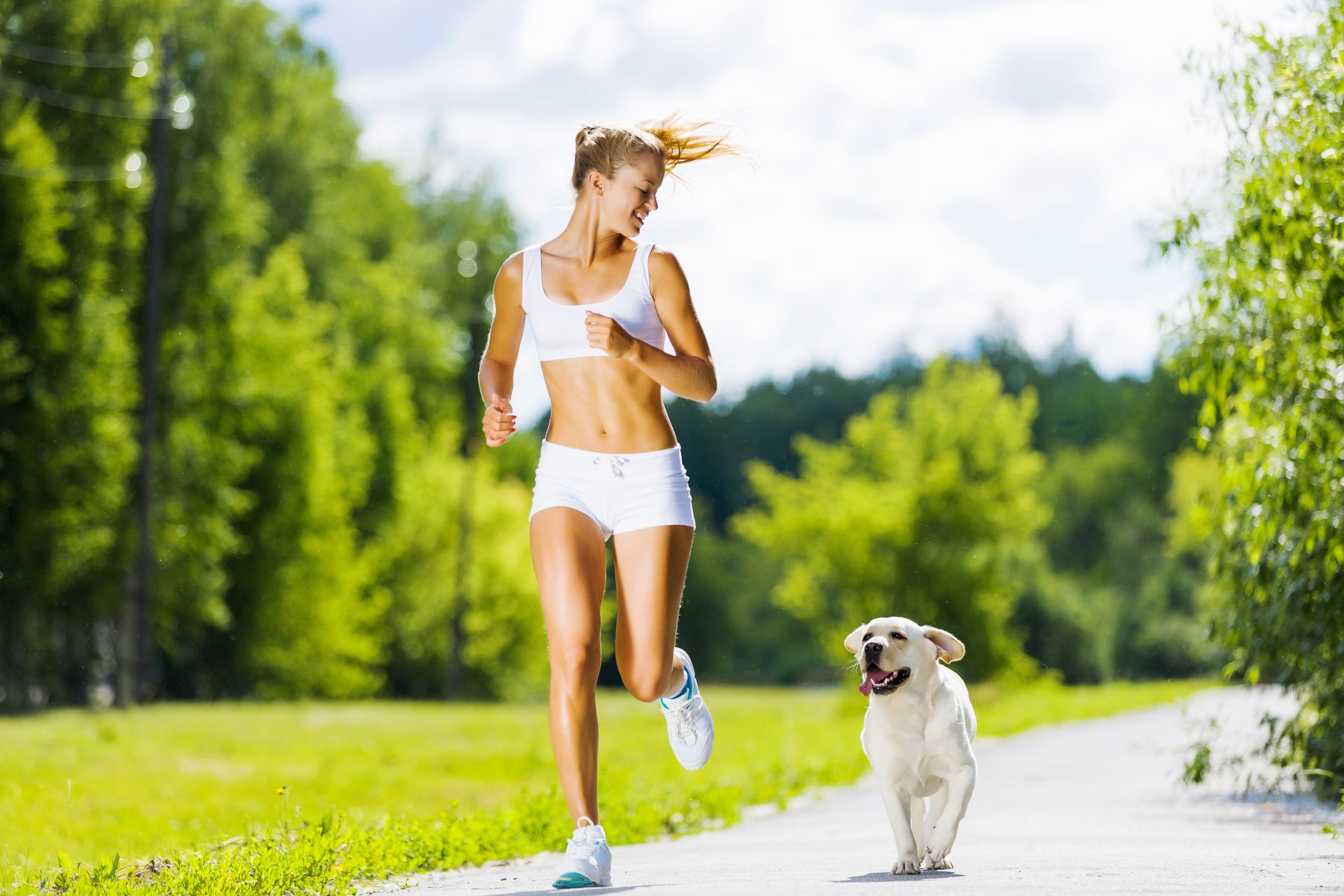 женщина запущен собака физическая активность