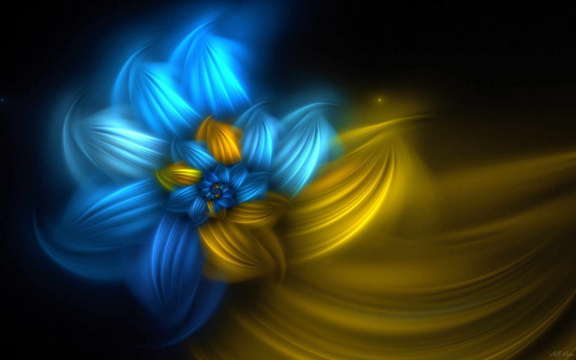 Космический цветок жёлто-голубога цвета