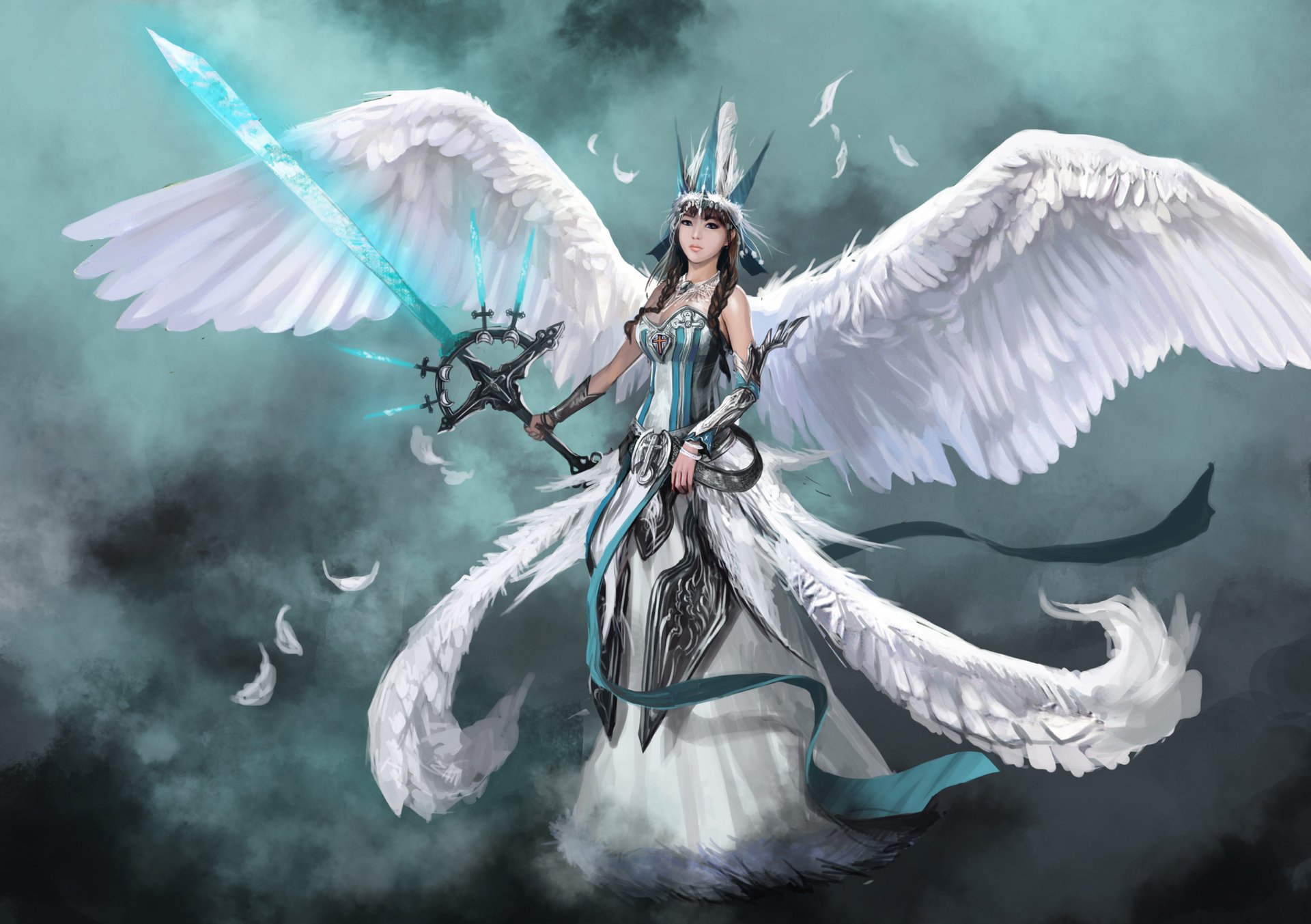 Красотка с белыми крыльями и мечом
