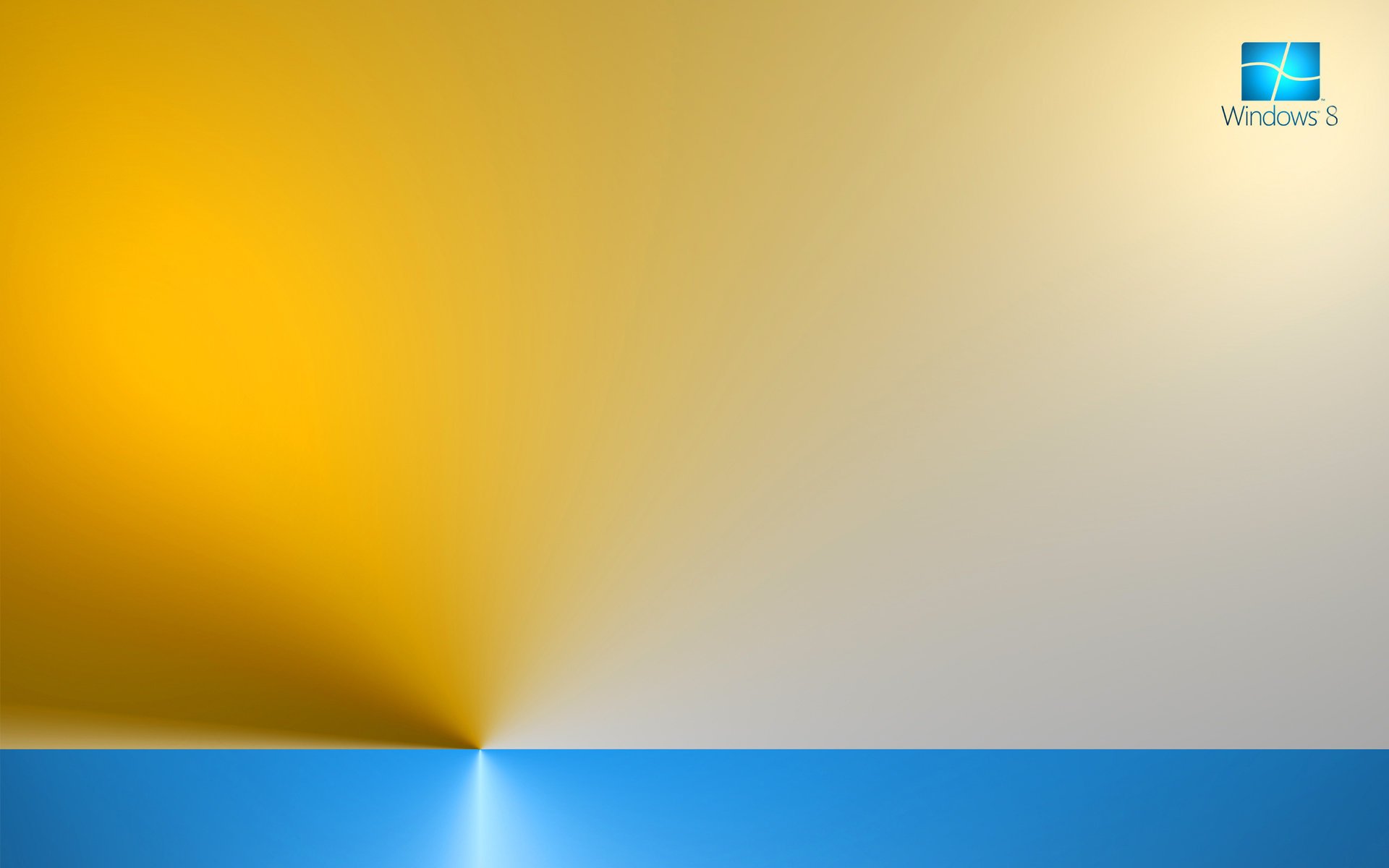 Эмблема виндоус операционной системы на жёлтом и сером фоне с голубой полосой