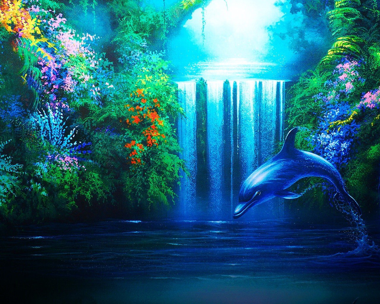 водопад растения дельфин