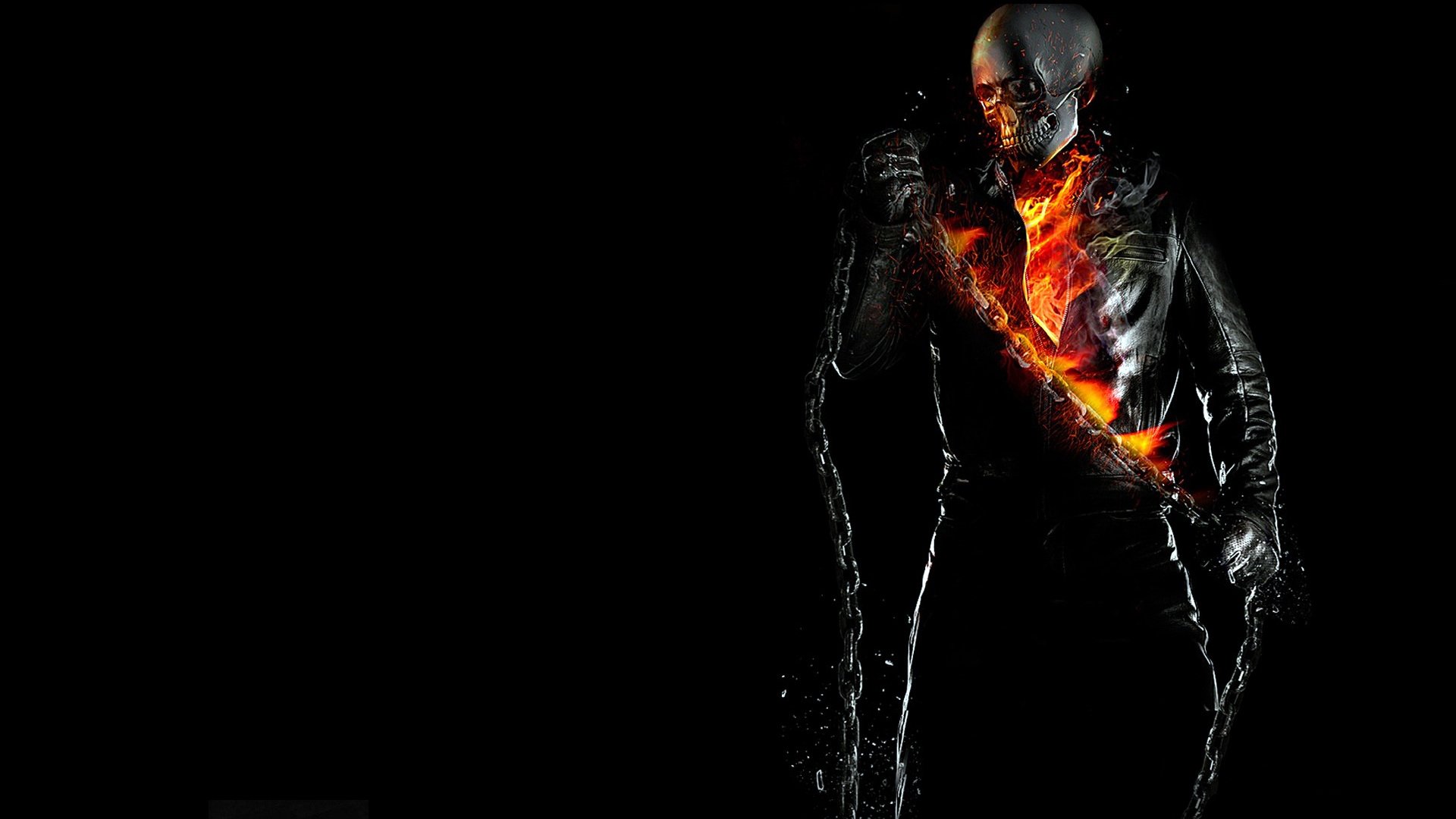 фон скелет цепь огонь пламя призрачный гонщик ghost rider