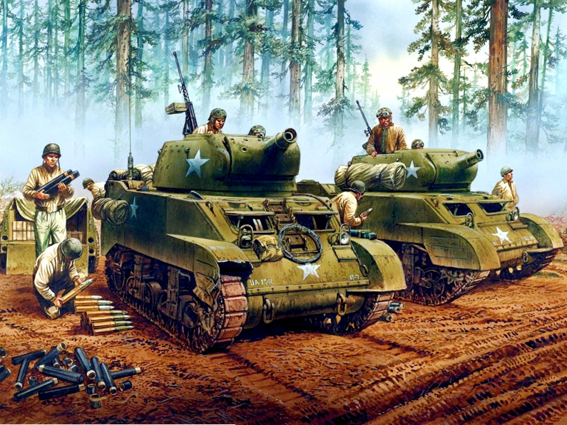 Танк т-34 с солдатами