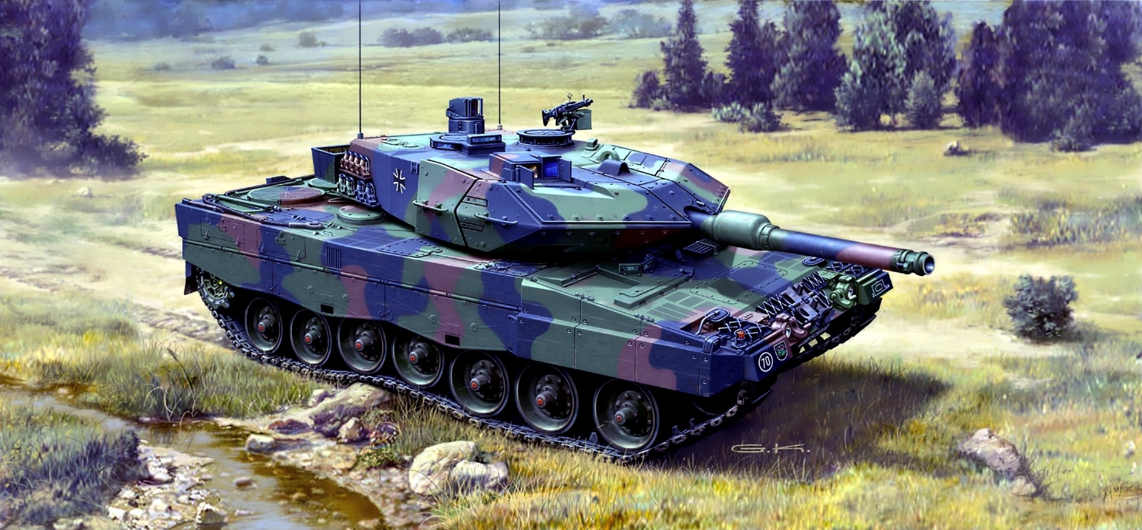 арт Леопард 2 Leopard 2 немецкий основной боевой танк камуфляж раскраска рисунок Hd обои для 0862