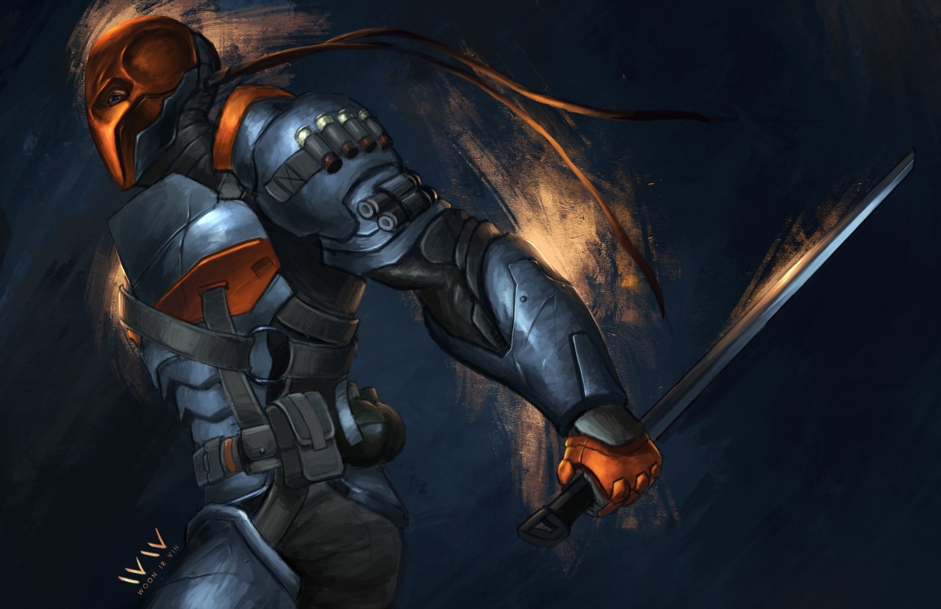 арт deathstroke batman: arkham origins броня маска меч