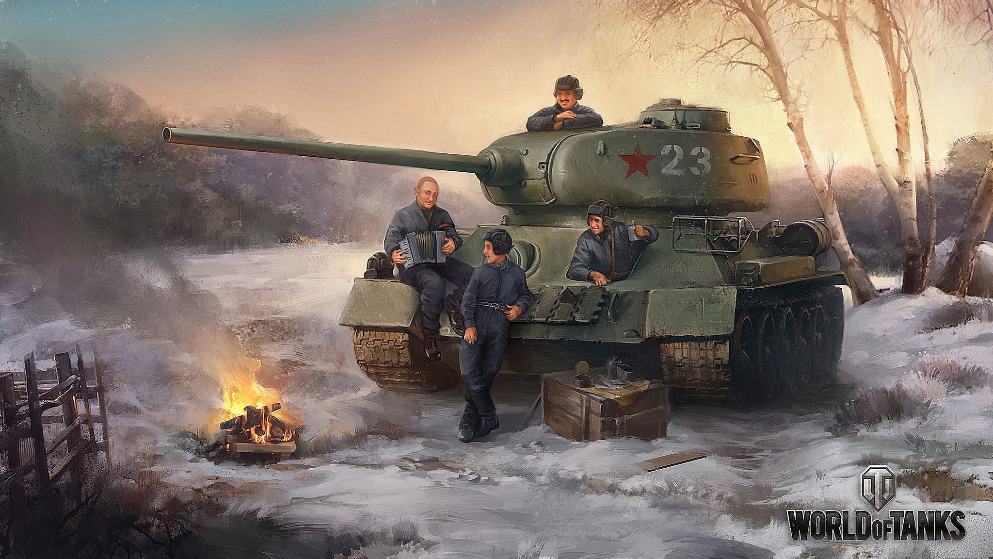 мир танков танк т-34-85 путин лукашенко мужчины привал отдых перед боем