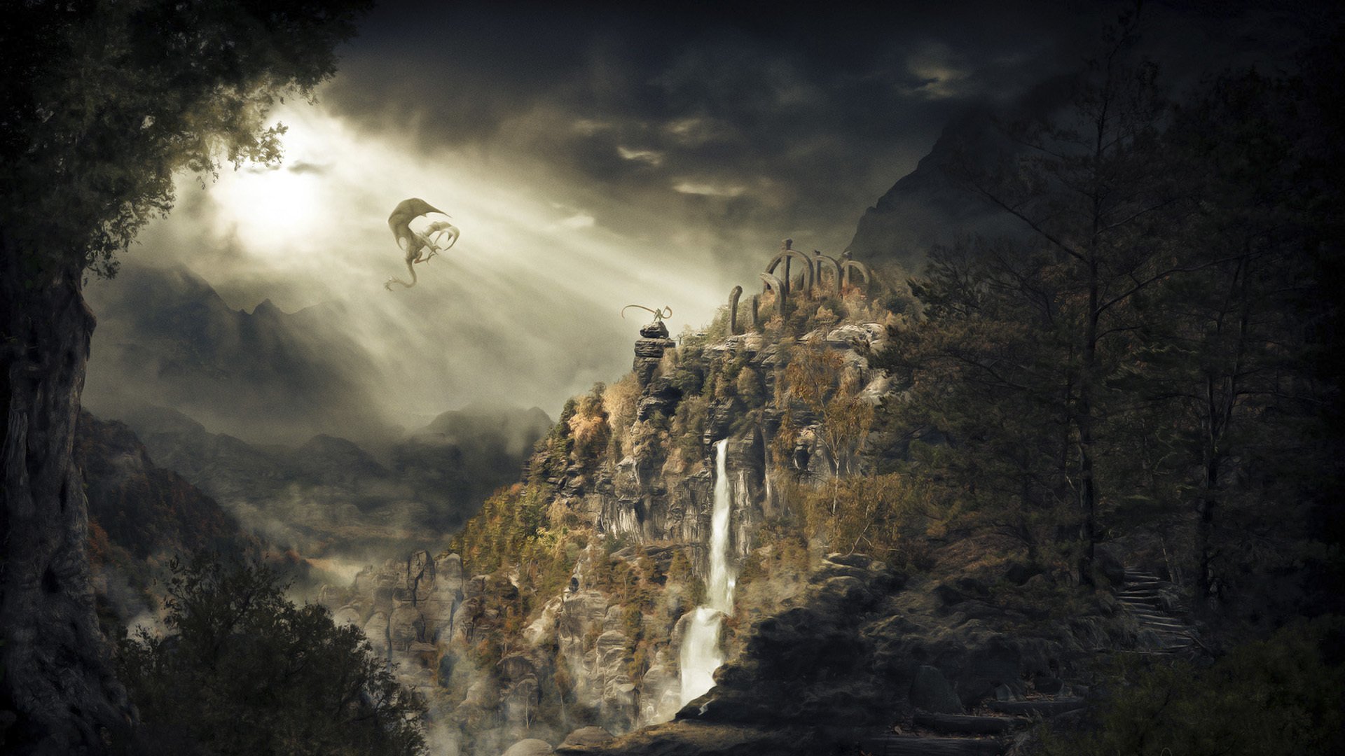 дракон горы водопад skyrim драконорожденный