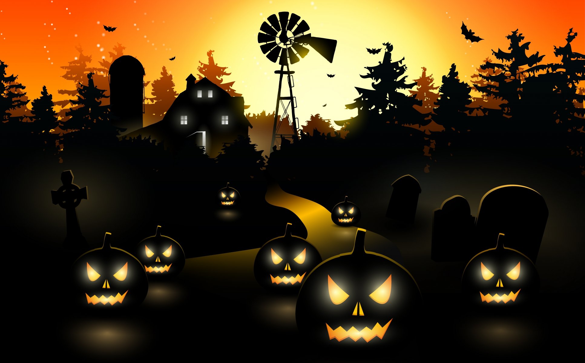 Хэллоуин тыква кладбище летучие мыши бесплатно